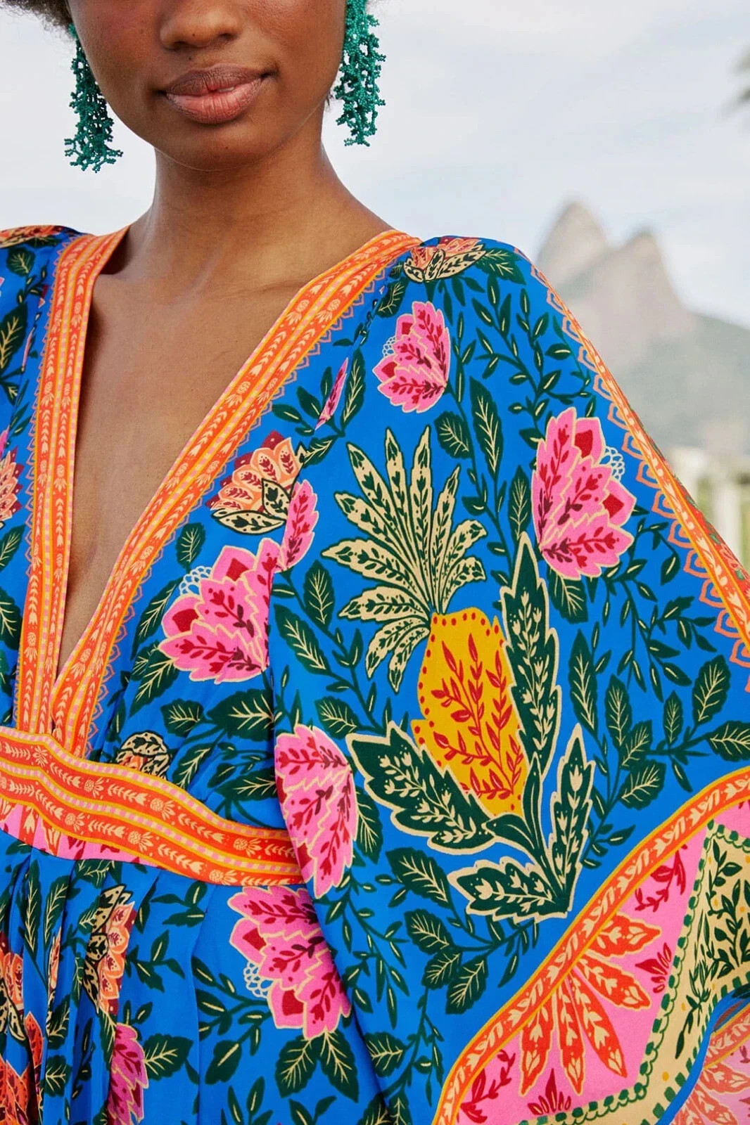 FARM RIO Blue Pineapple Garden Kaftan Maxi Dress Regular price $300- Small