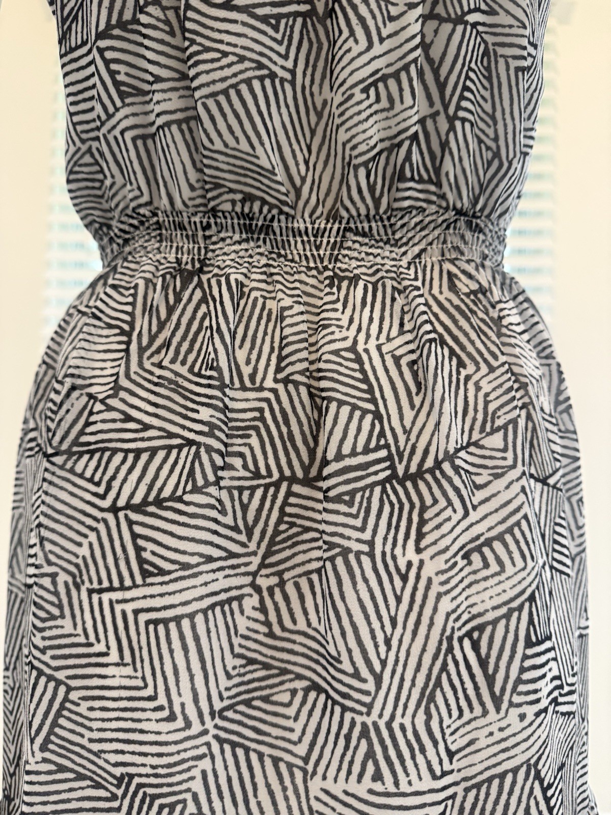 Moda International Geometric Print Ruffle Sundress in Black/White SizeXs