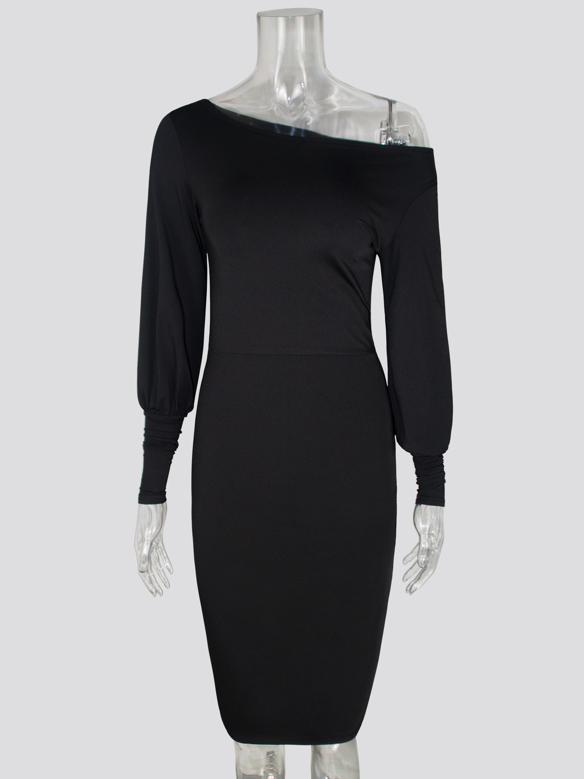 Women Sexy Bodycon Midi Split Dress Long Sleeve Evening Cocktail Party Gown
