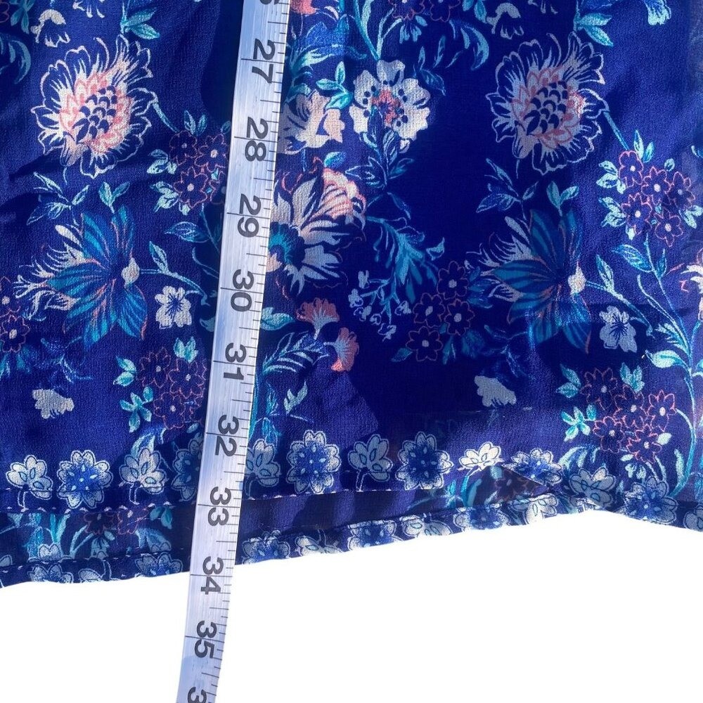 As U Wish Womens Blue Printed Shift Dress Size L Floral Hemline Long Sleeve