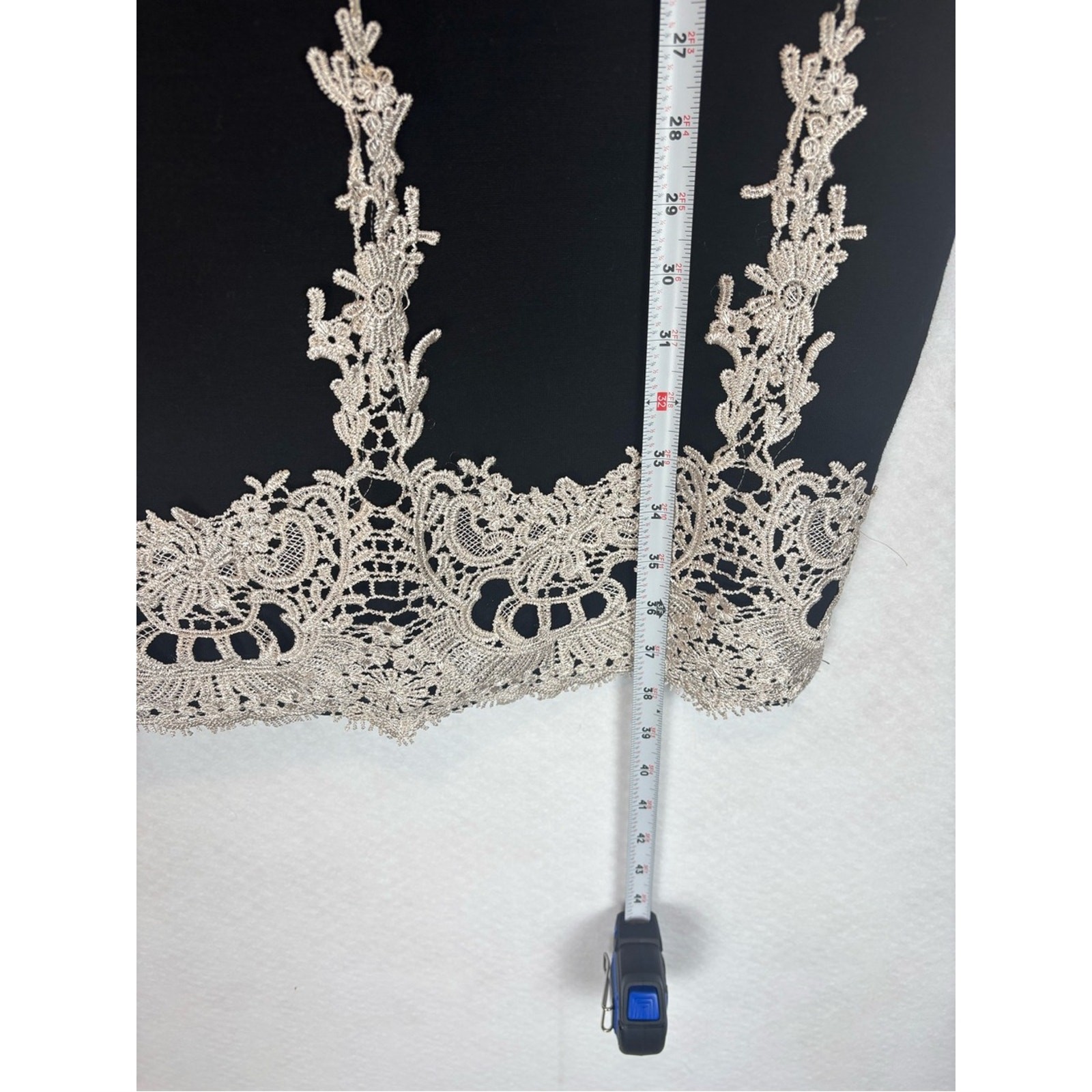 Haute Monde Black Lace Trim Bodycon Dress XL Spaghetti Strap Going Out Mini