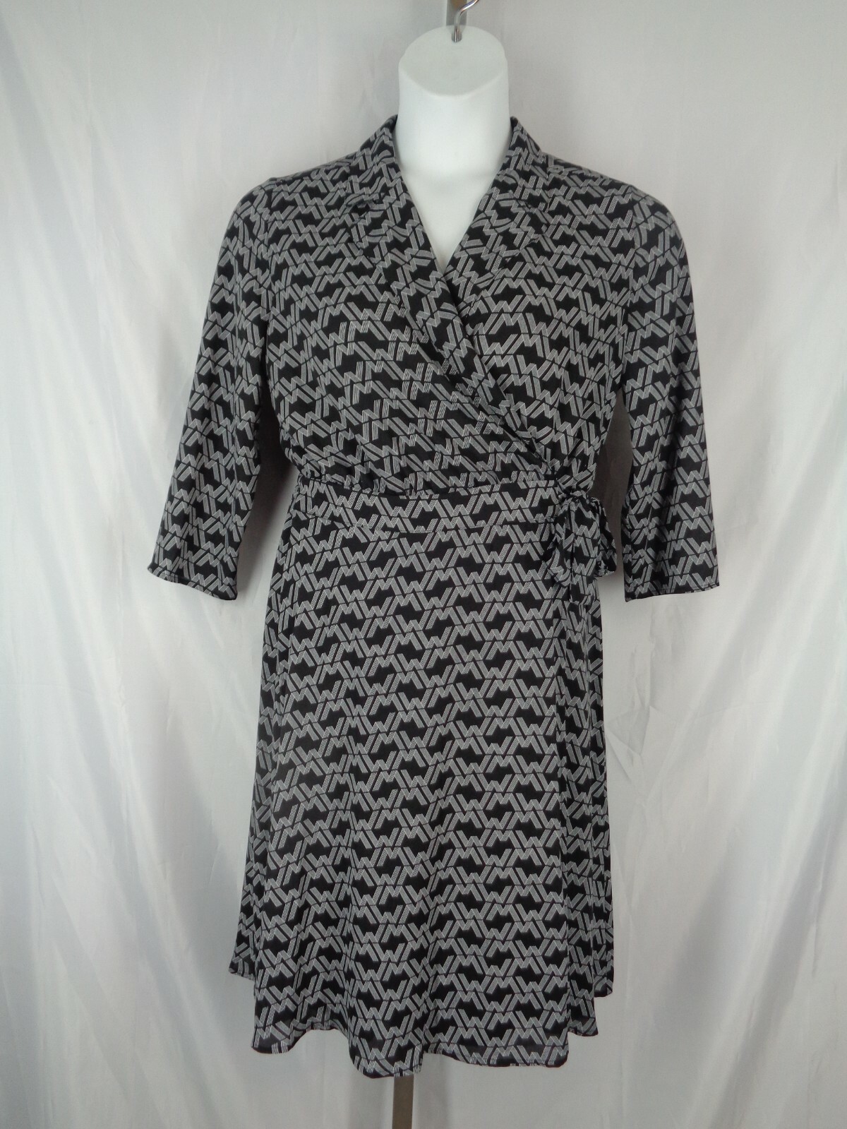 Worthington Black White Wrap Dress Size 8 Career Office New