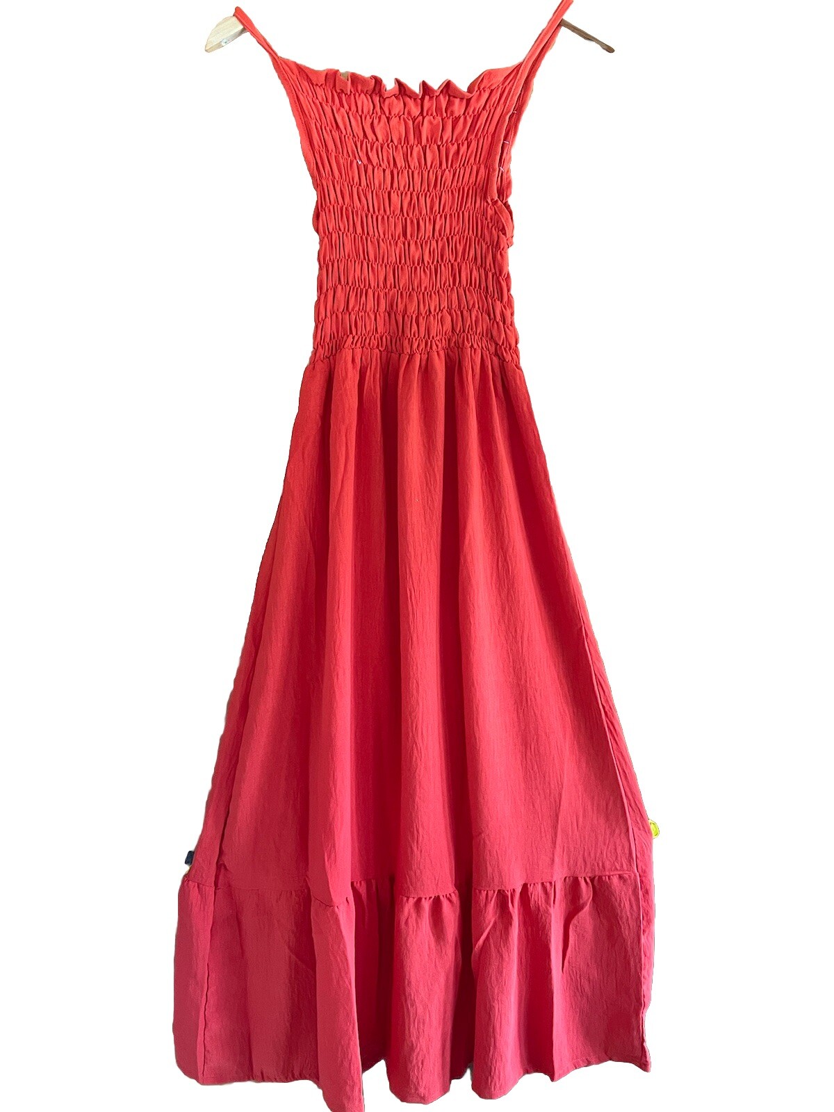 Womens Spaghetti Strap Smocked Tiered Long Beach Sun Dress Free Size S – L