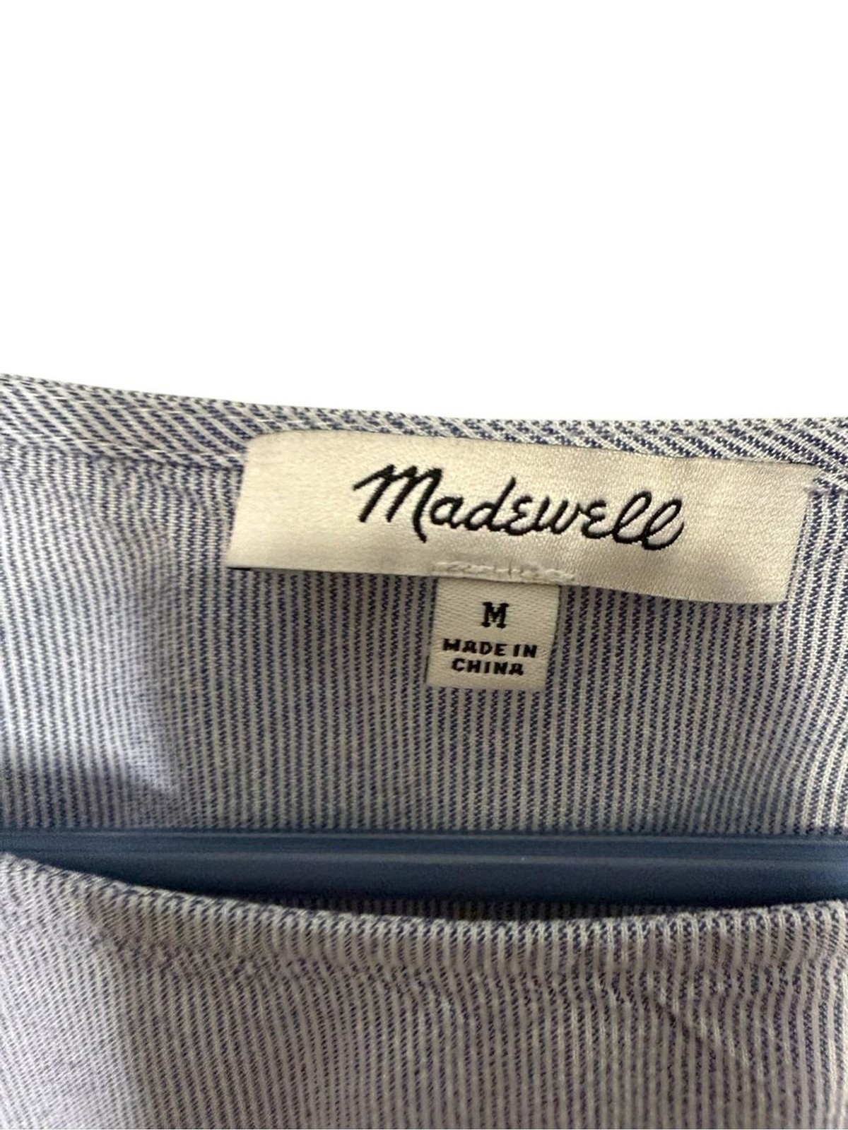 Madewell Blue White Striped Lace Up Sleeve Shift Dress Medium M