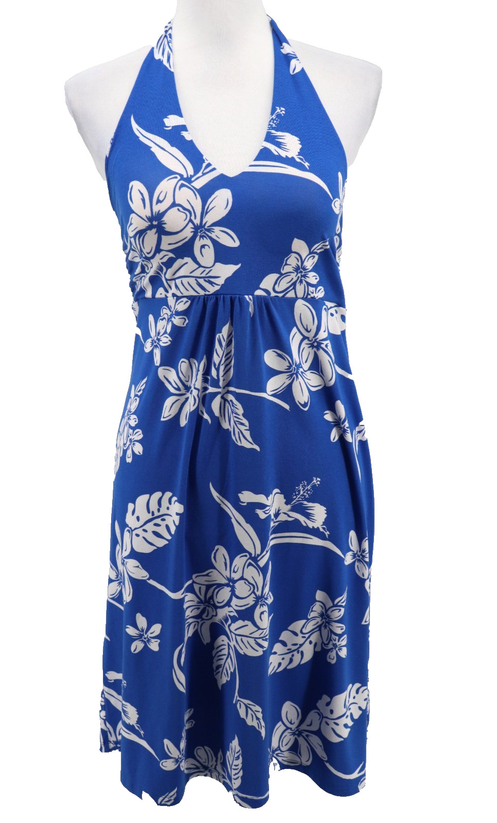 Tommy Bahama Hibiscus Hiatus Hatler Dress Sz Small Petite Blue Floral Resort New
