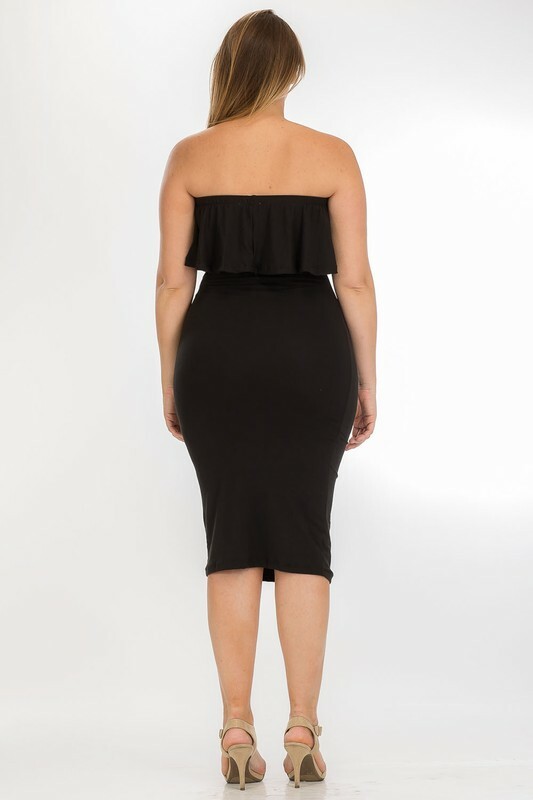 US Seller!!! NEW Plus Size Sexy Black Tube Dress
