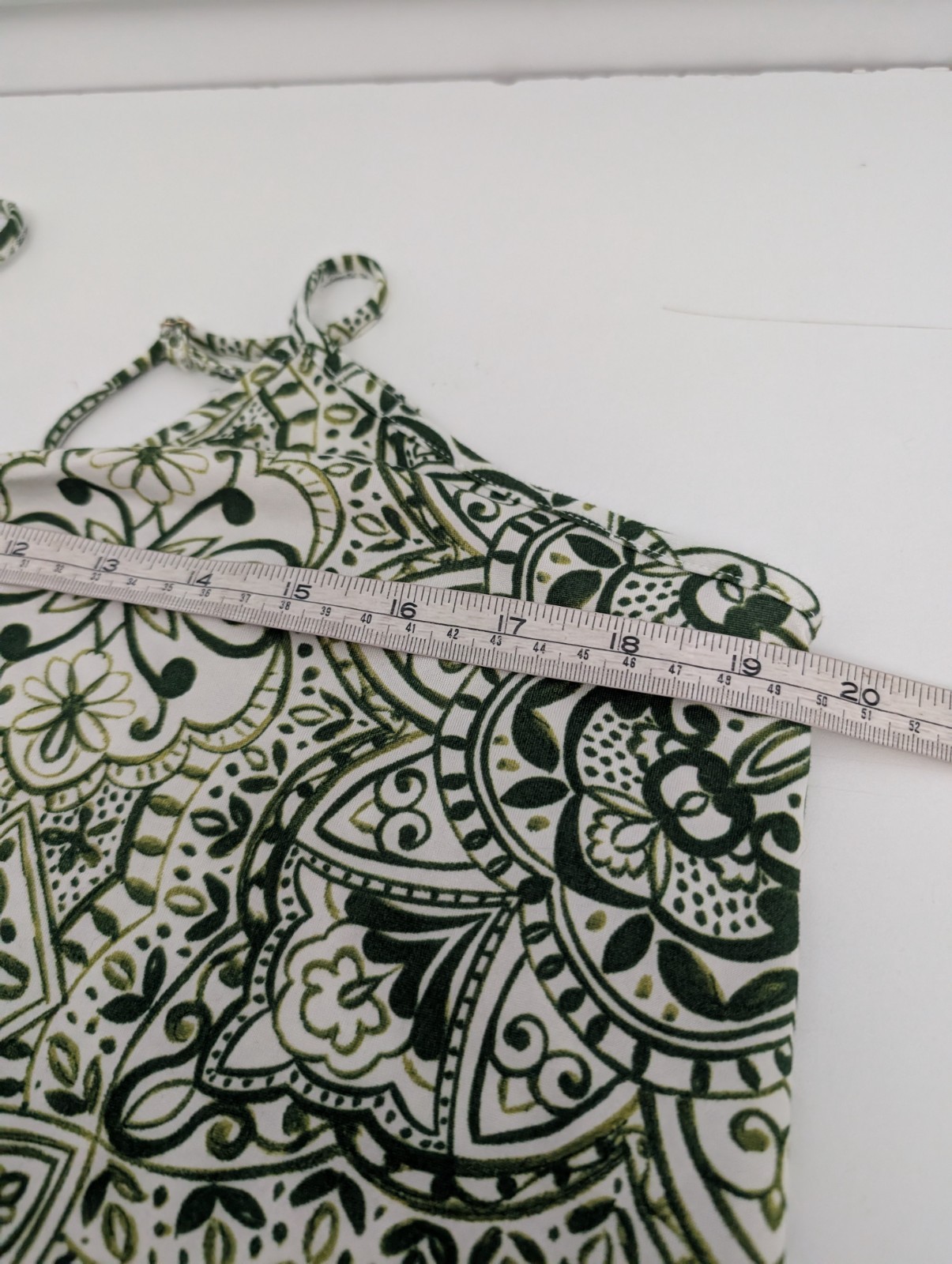 Primark Green Patterned Dress Size L Uk 14/16 32in 95% Polyester 5% Elastane