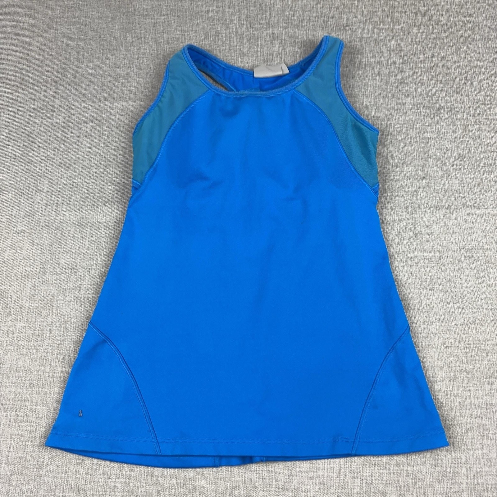 Athleta Tank Dress Womens Small Blue High Neck Racerback Shelf Bra Pockets