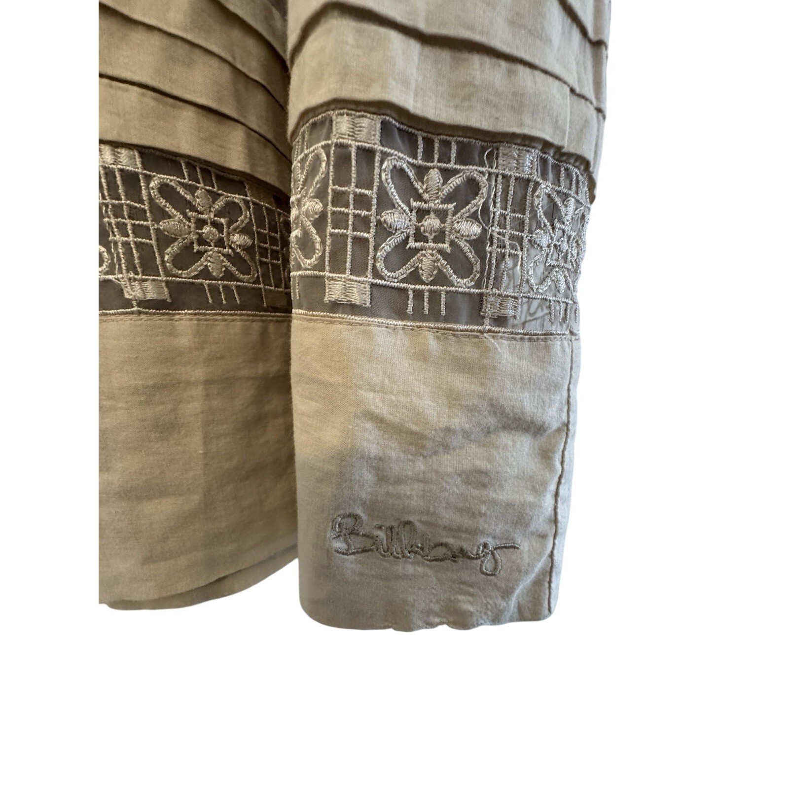 Billabong Sleeveless Mini Dress Beige Embroidered Cutout Casual Summer