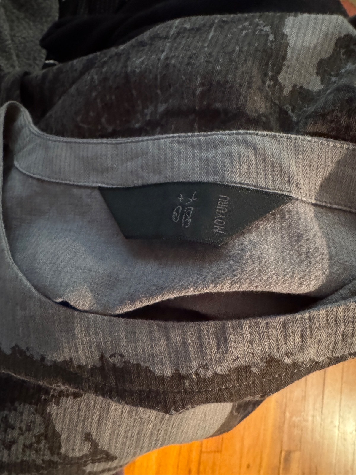Moyuru Gray/Black sleevless Linen/Cotton Dress Large