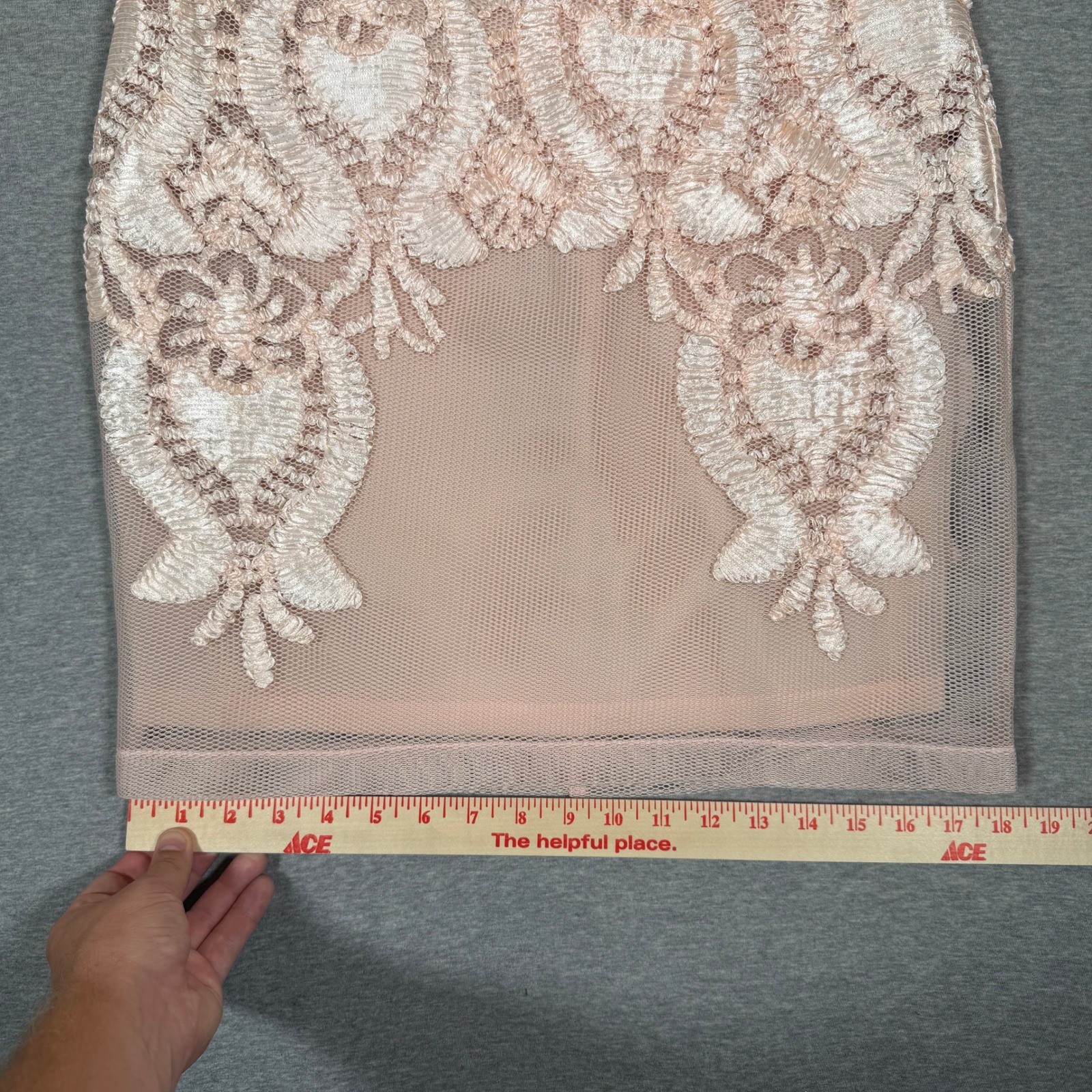 Soieblu Peach Pink Mesh Lace Off The Shoulder Mini Dress Womens Large Cocktail