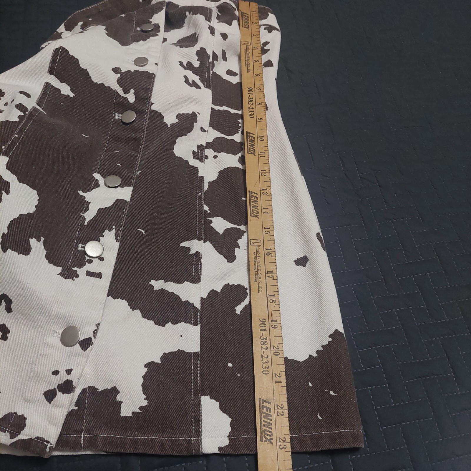 Le Lis Womens/Junior Sm Strapless Button Down Mini Dress Brown White Cow Print