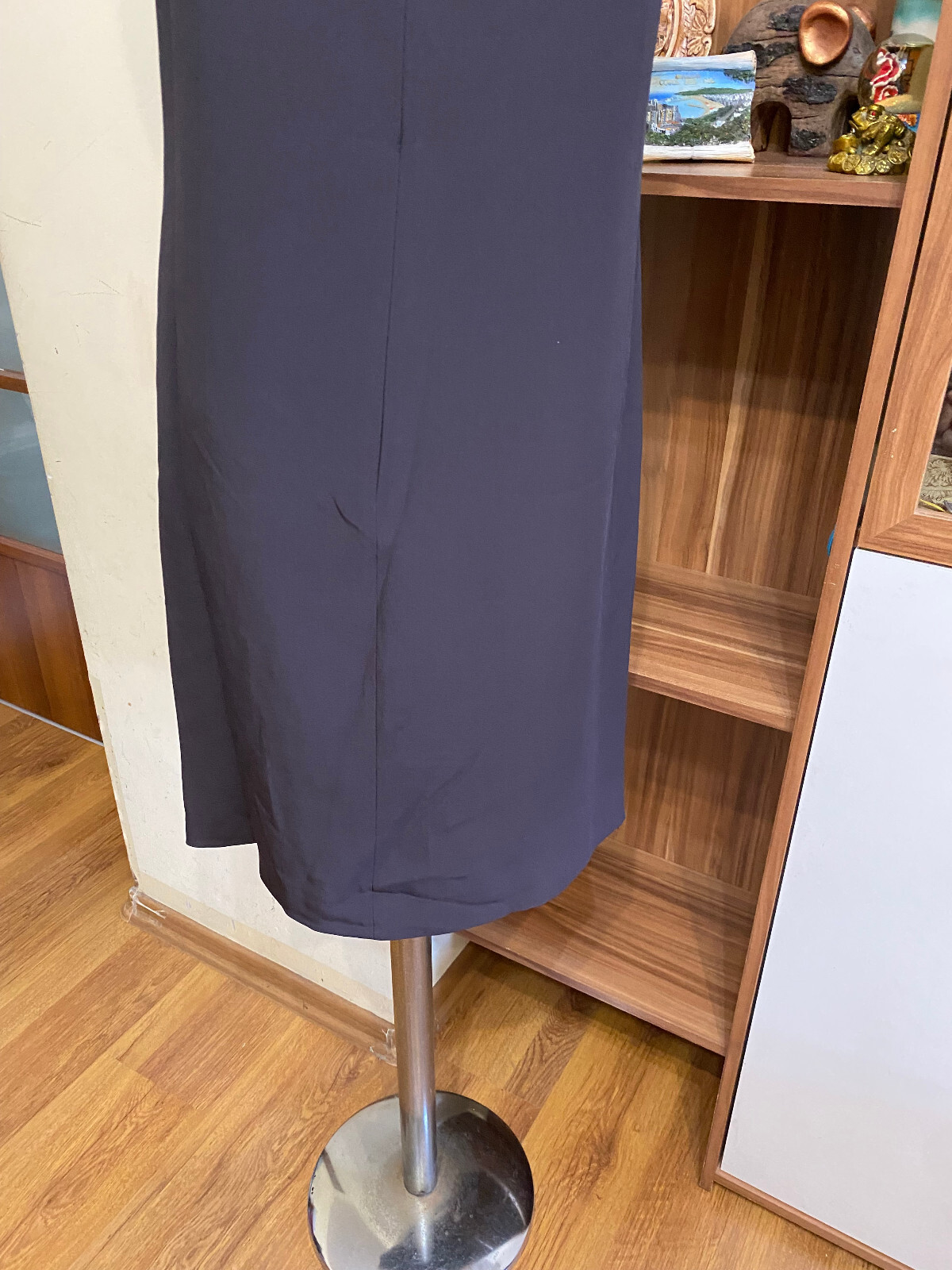 GIANFRANCO FERRE STUDIO DARK BROWN CREPE PENCIL SLEEVELESS DRESS-IT 42,UK 10