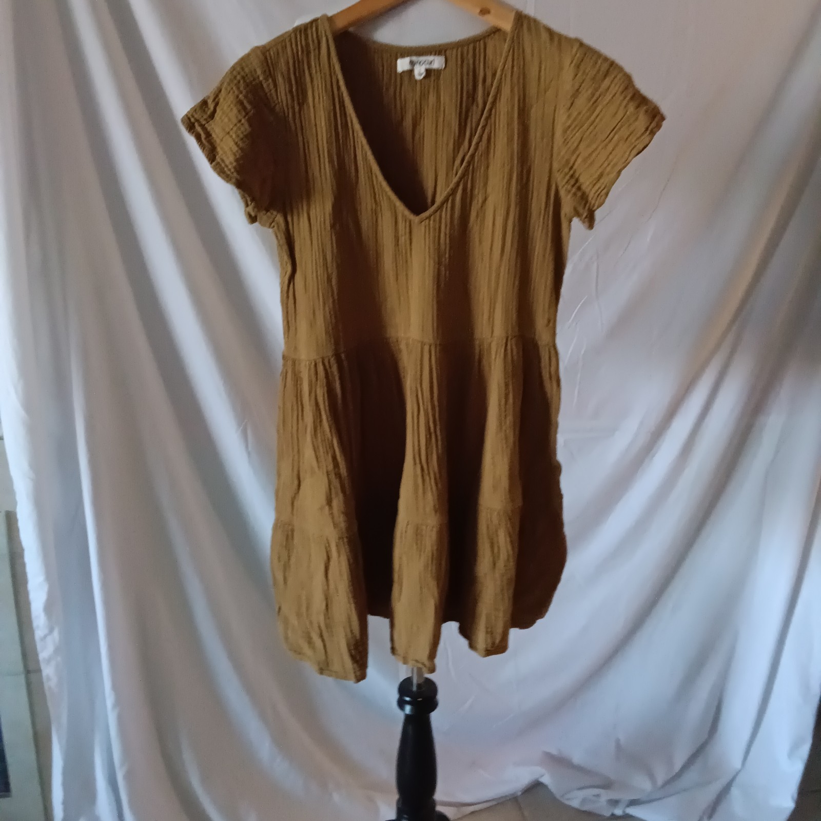 Rip Curl Size S Brown Dress Summer Surfing Beach Girl Vneck 100% Cotton