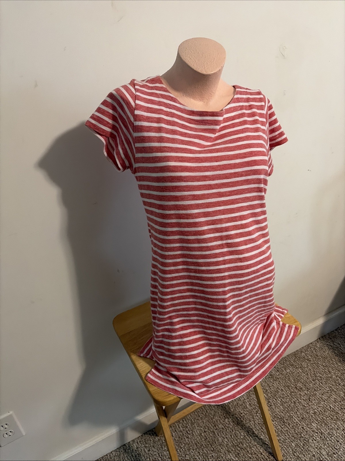 Vineyard Vines Striped Casual Dress Women’s Size M Coral Pink And White
