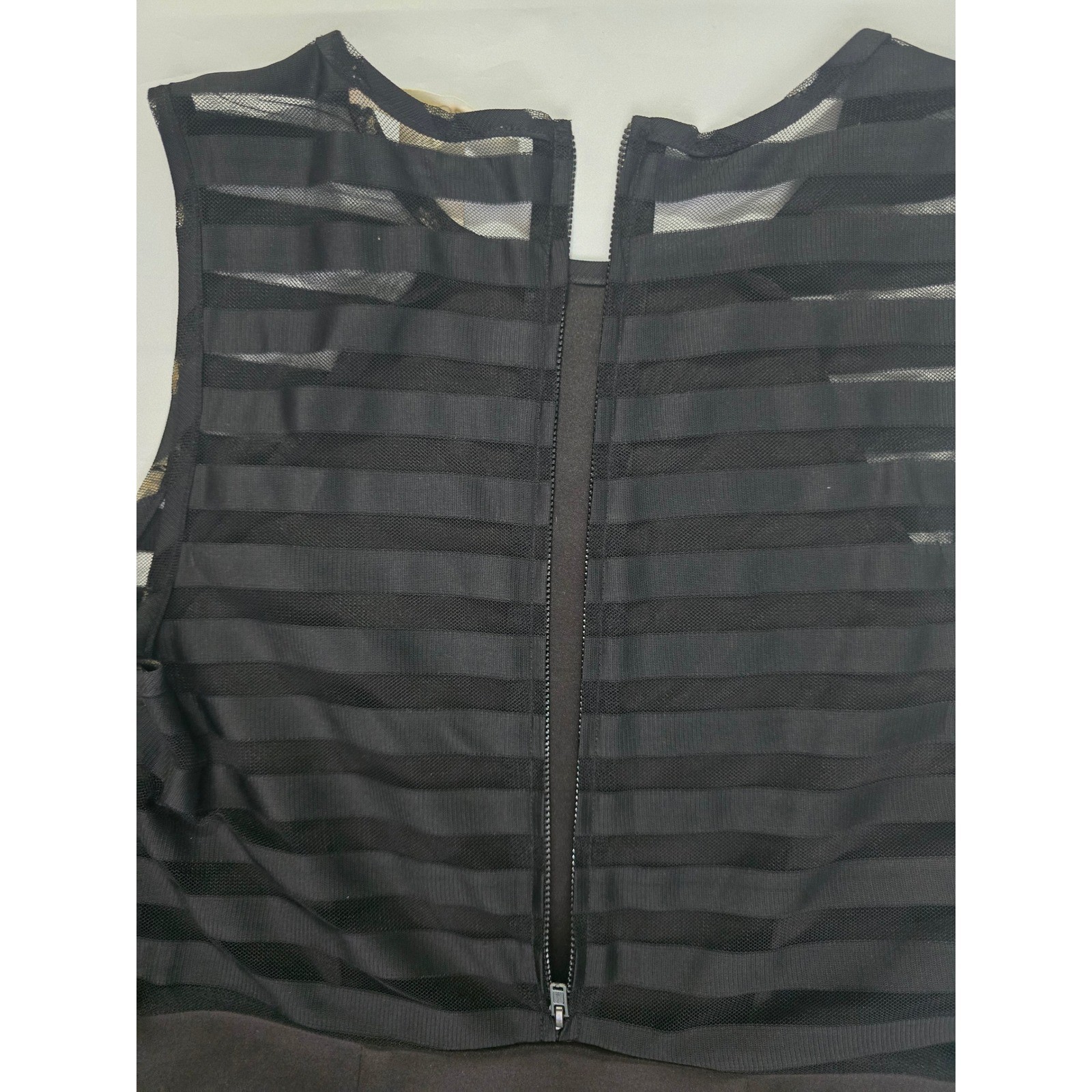 BCBGeneration Black Sleeveless Mesh Stripe Back Mini Dress Small