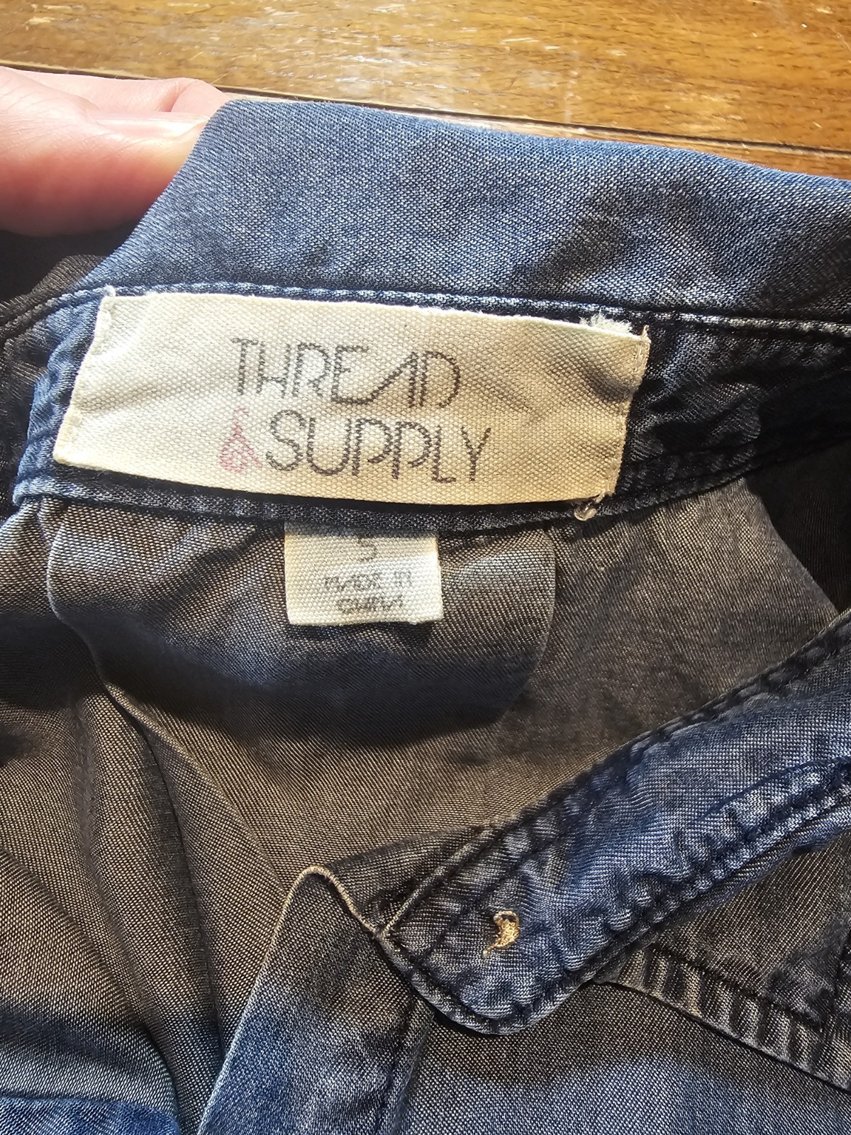 Thread & Supply Small Sleeveless Denim Above The Knee Button Down Shirtdress