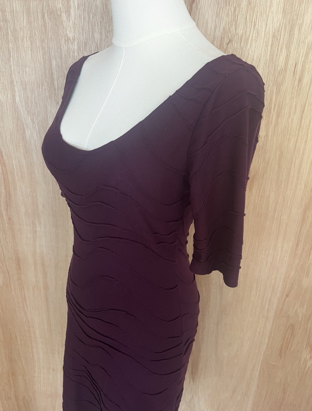 Xhilaration Purple Knit Scoop Neck Ruffle Sheath Size Small, Causal, Concert