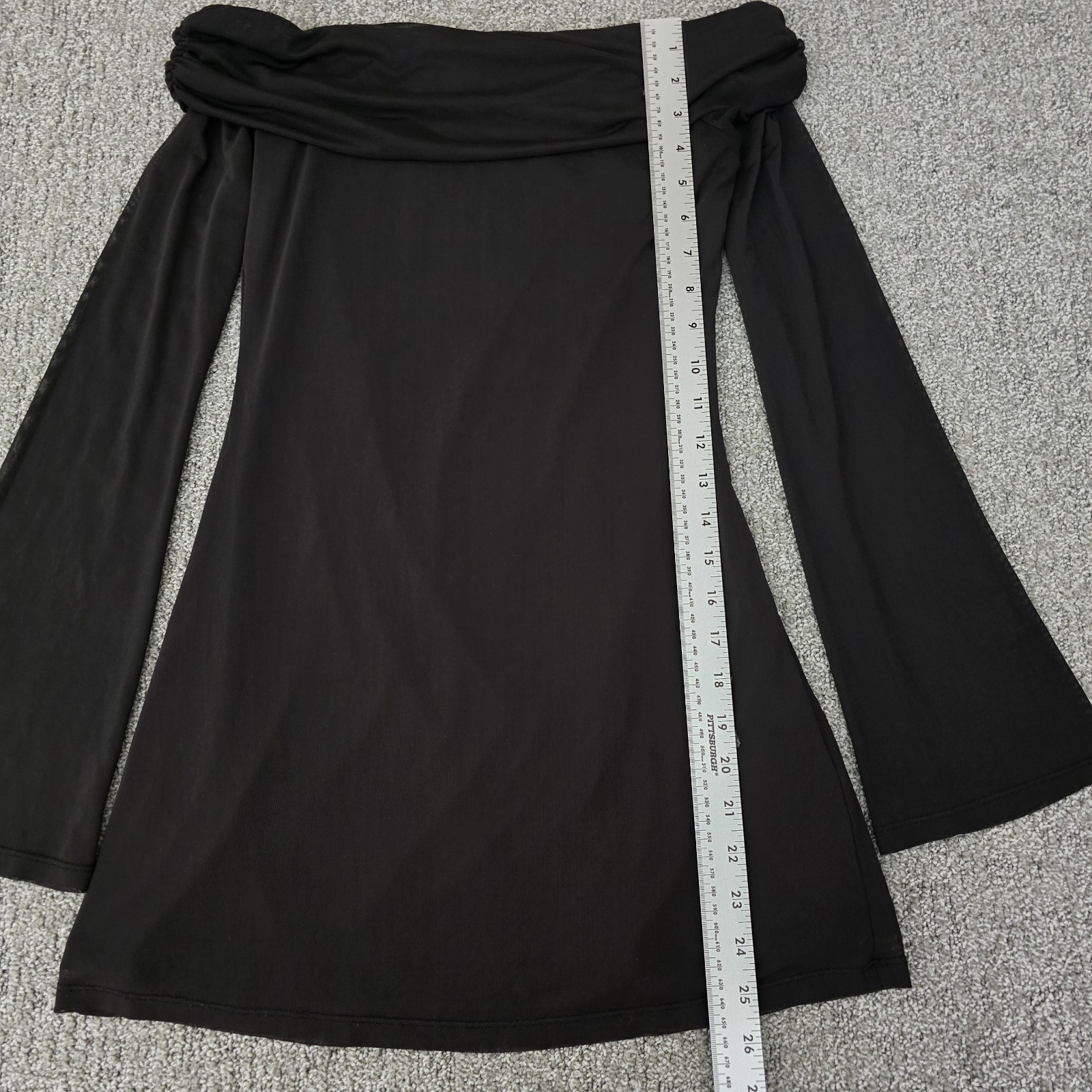 Witchy Sheer Mesh Off Shoulder Flare Sleeve Mini Dress Womens Size M