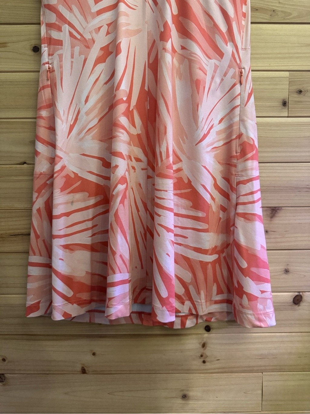 Title Nine Large Peach Abstract Built In Bra Yes Active Stretchy Dress Pockets