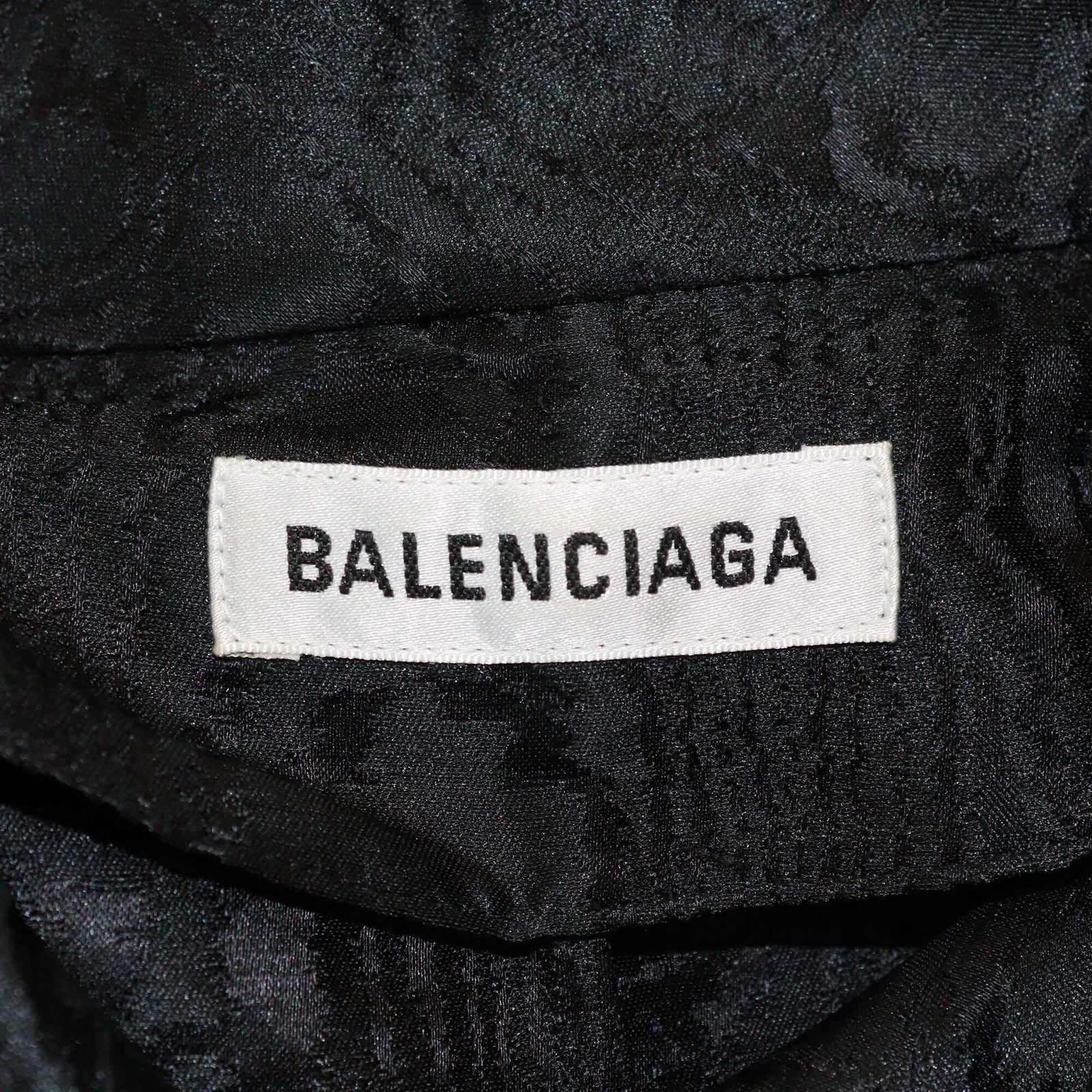 Balenciaga Black Jacquard Pattern Long Sleeve Midi Shirt Dress