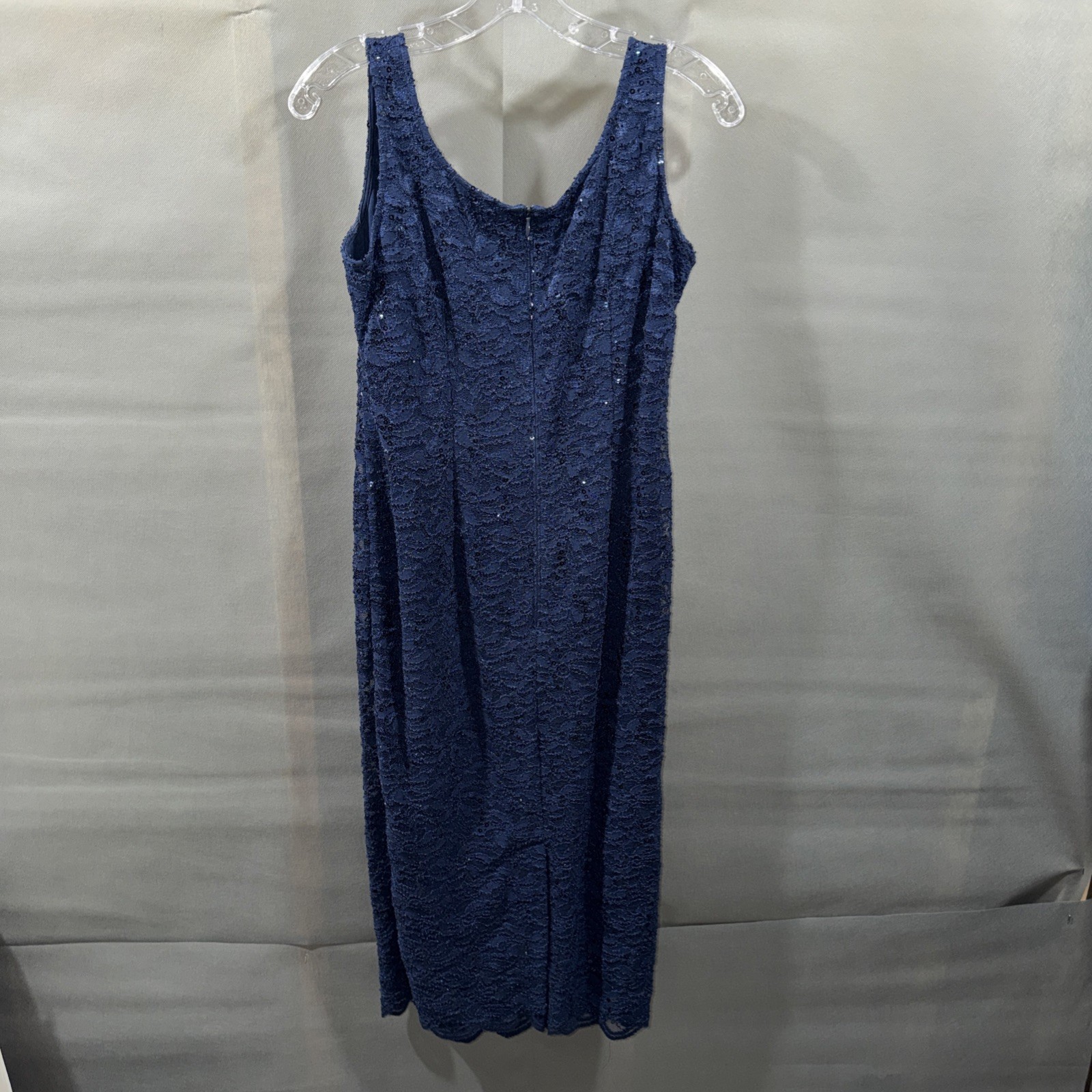 Alex Evenings Dress With Jacket Midi Length Sequin Lace Size 8 Blue Approx 40” L