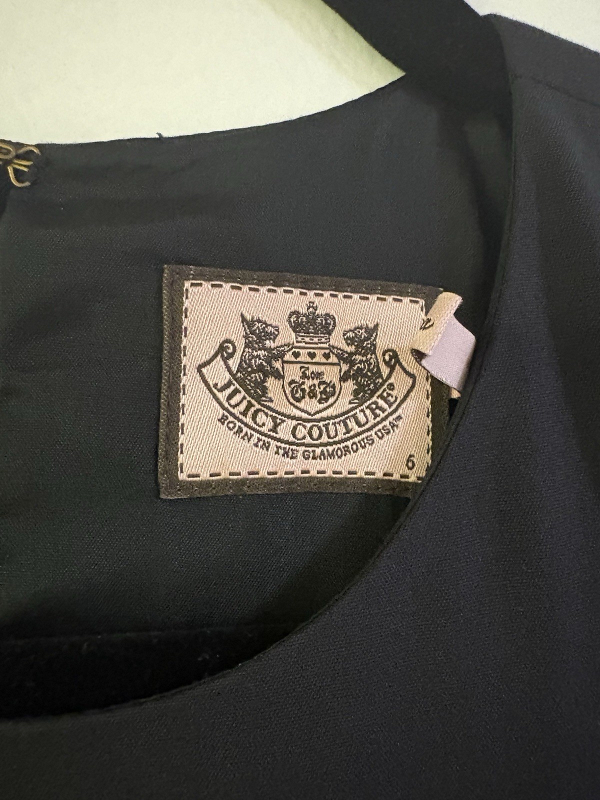 Vintage Juicy Couture Black Solid Round Neck Long Sleeve Fit & Flare Dress 6
