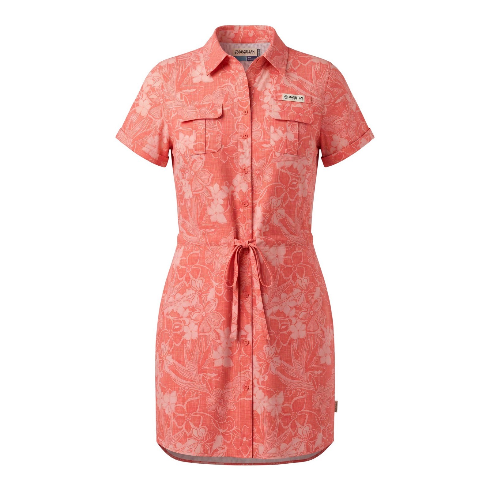 NWOT Magellan Outdoors Fish Gear Dress Coral Floral Moisture Wicking – XL