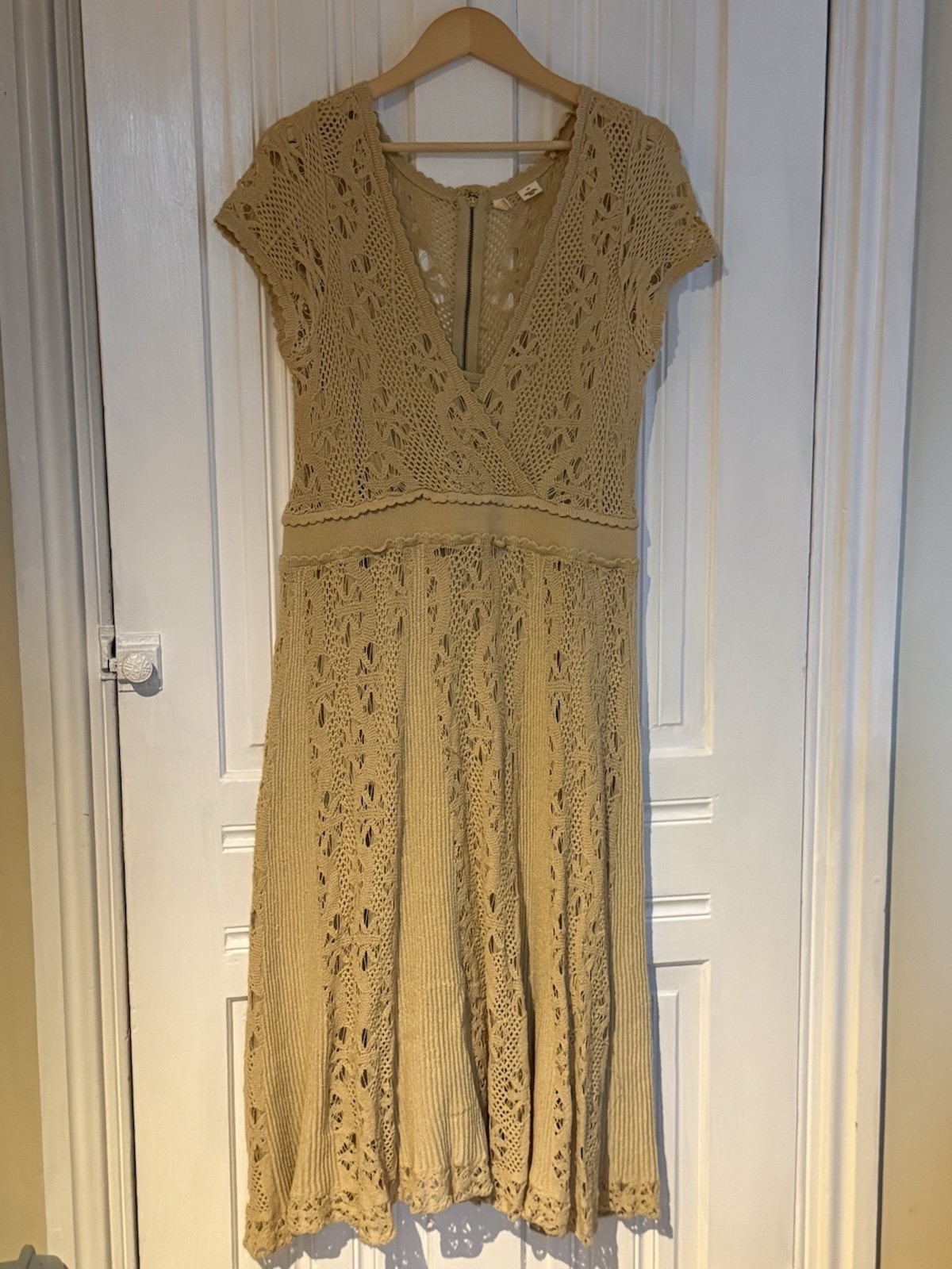 Anthropologie Moth Knit Crochet Cloud Dress Size Large -Rare
