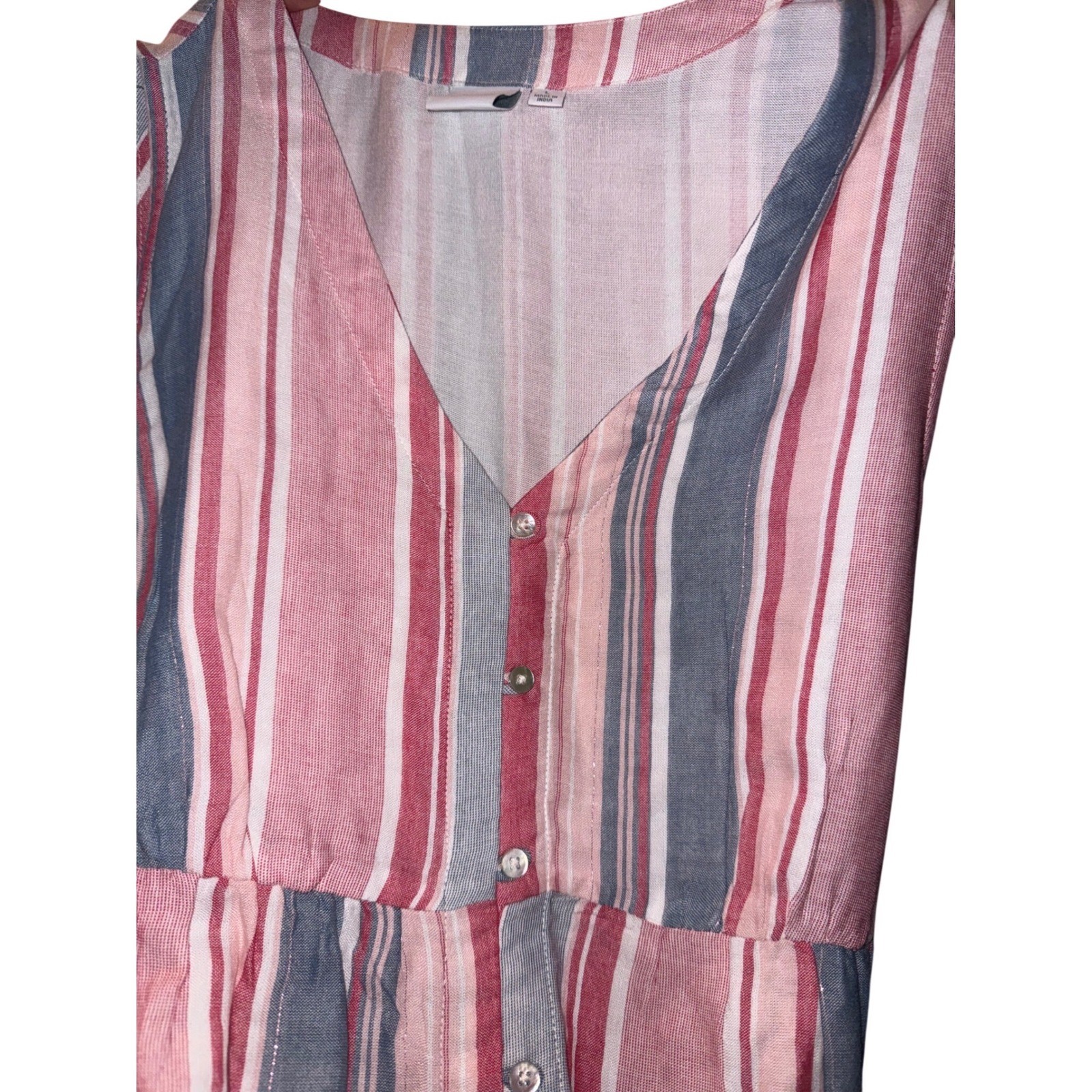 New Directions Womens Sleeveless Striped Tiered Maxi Dress Red Blue L