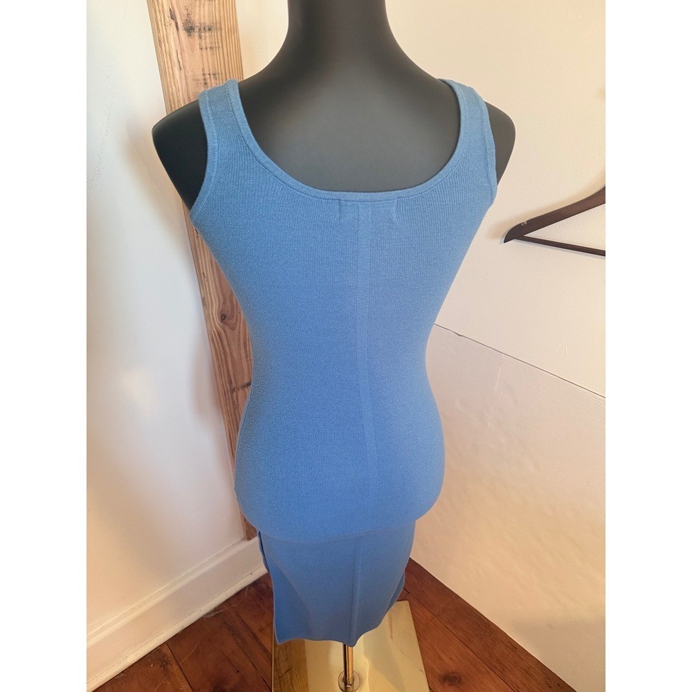 Willow & Wind Blue Ribbed Knit Tank Dress Sleeveless Bodycon Midi Size Small
