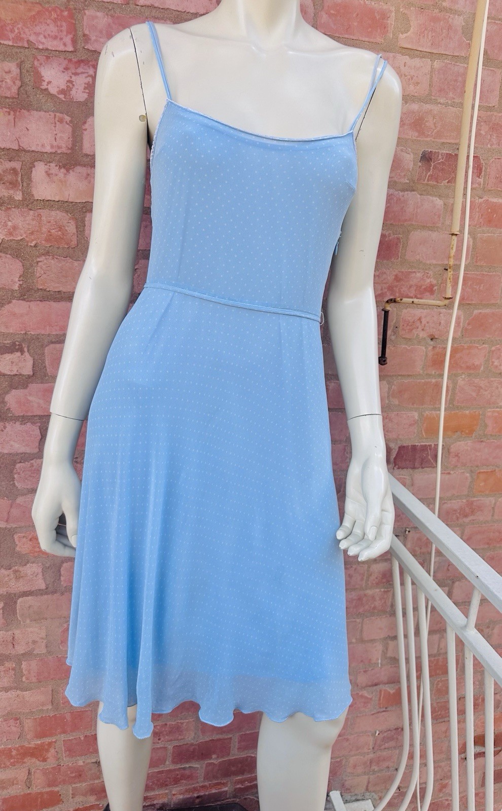 Vintage 2000s BluGirl Blumarine Blue Polka Dot Rayon Slip Dress I40 Y2K Gem💎