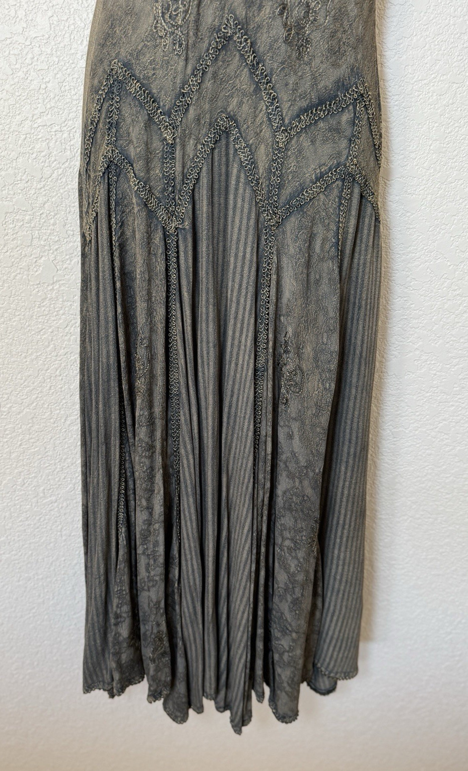 Flower Embroidered Drawstring Maxi Dress Large Whimsigoth Forest Fairy Grunge