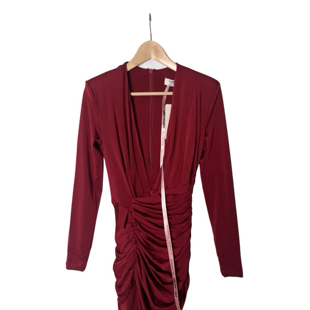 NWT House Of CB Ida Red Wine Ruched Dress XS