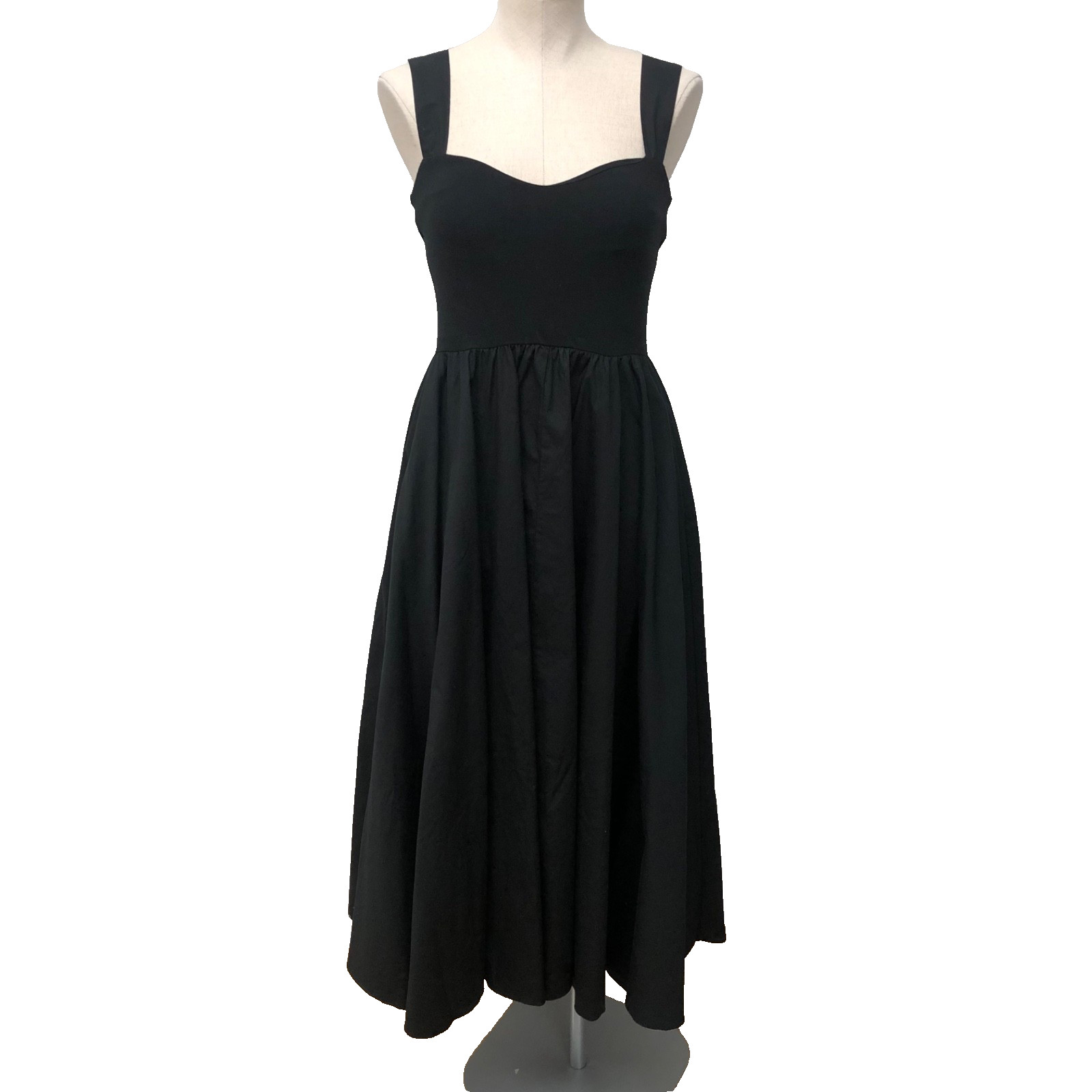J Crew Sweetheart Tank Dress Poplin Skirt Womens Small Black Midi Classic Retro
