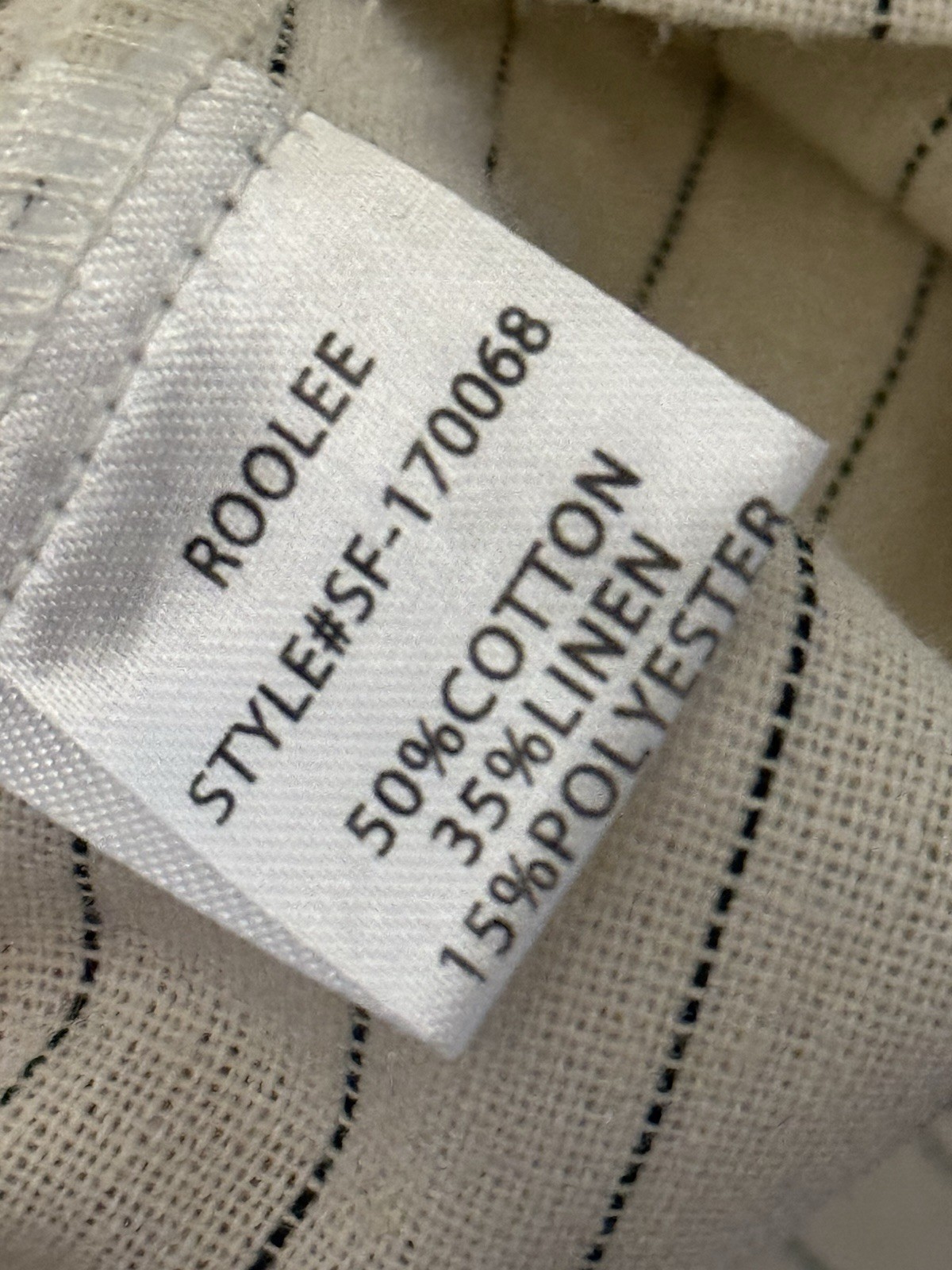 ROOLEE Beige Blk Striped A-Line Knee Length Cotton Linen M Minimalist Classic