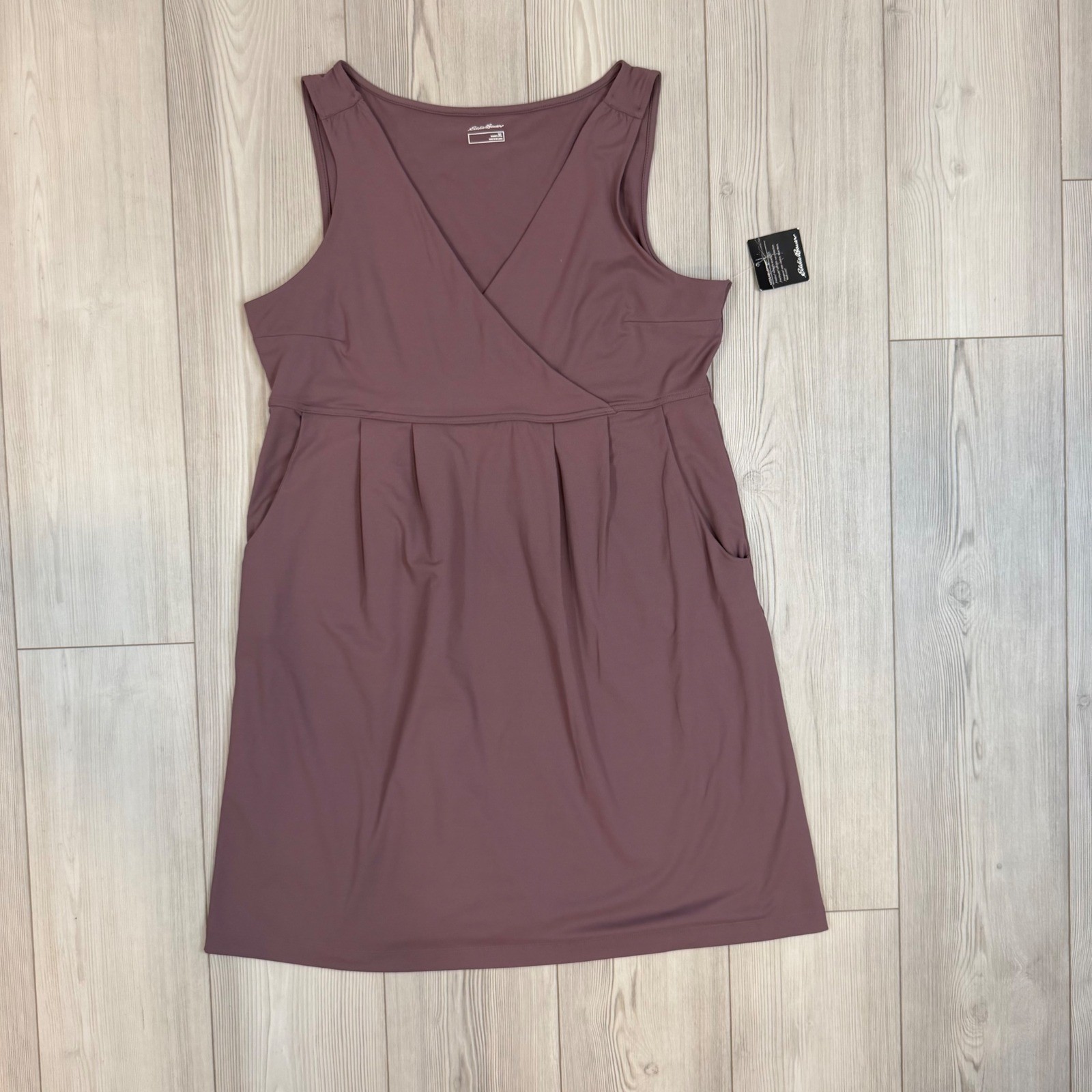 NWT Eddie Bauer Aster 7 Days Crossover Dress Dusty Violet XL UPF 50+ Pockets