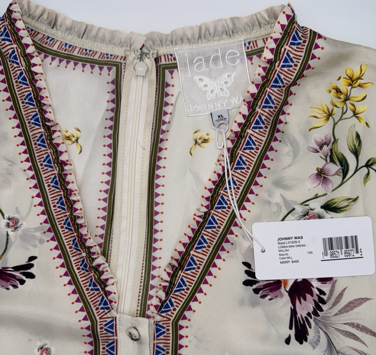 Johnny Was Silk Blend Loren Dress Willah Multi Floral White XL; NWT