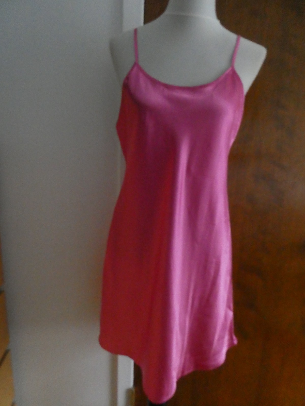 LACE Lingerie Satin Pink Chemise Slip Dress Made in Israel Sz XLarge(fits large)