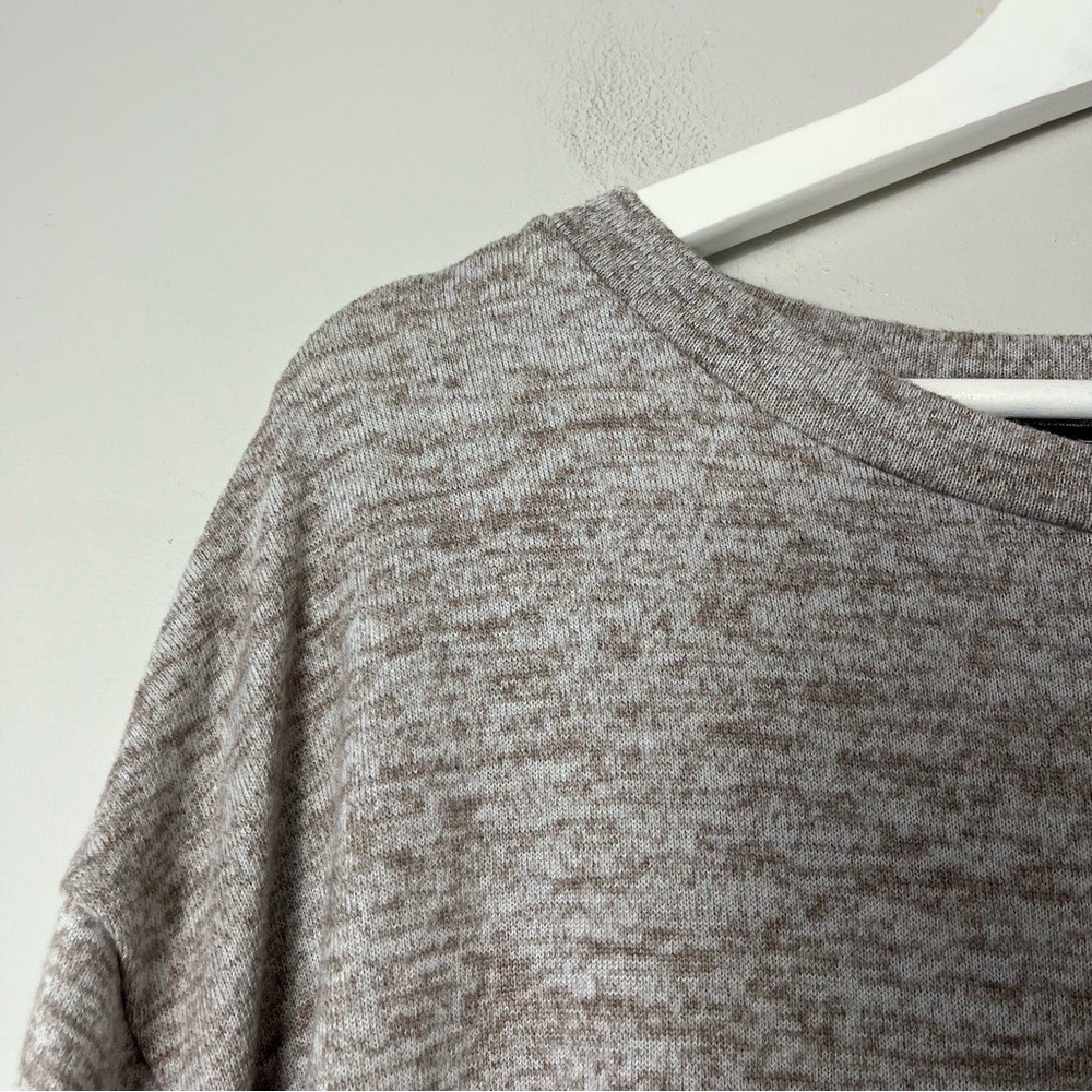 Zara Cinched Long Sleeve Cream Tan Soft Lightweight Oversized Sweater Dress Med