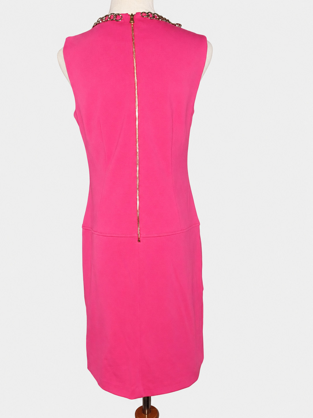 VGUC Laundry Shelli Segal Pink Chain Neck Shift Dress Size 8 Pockets