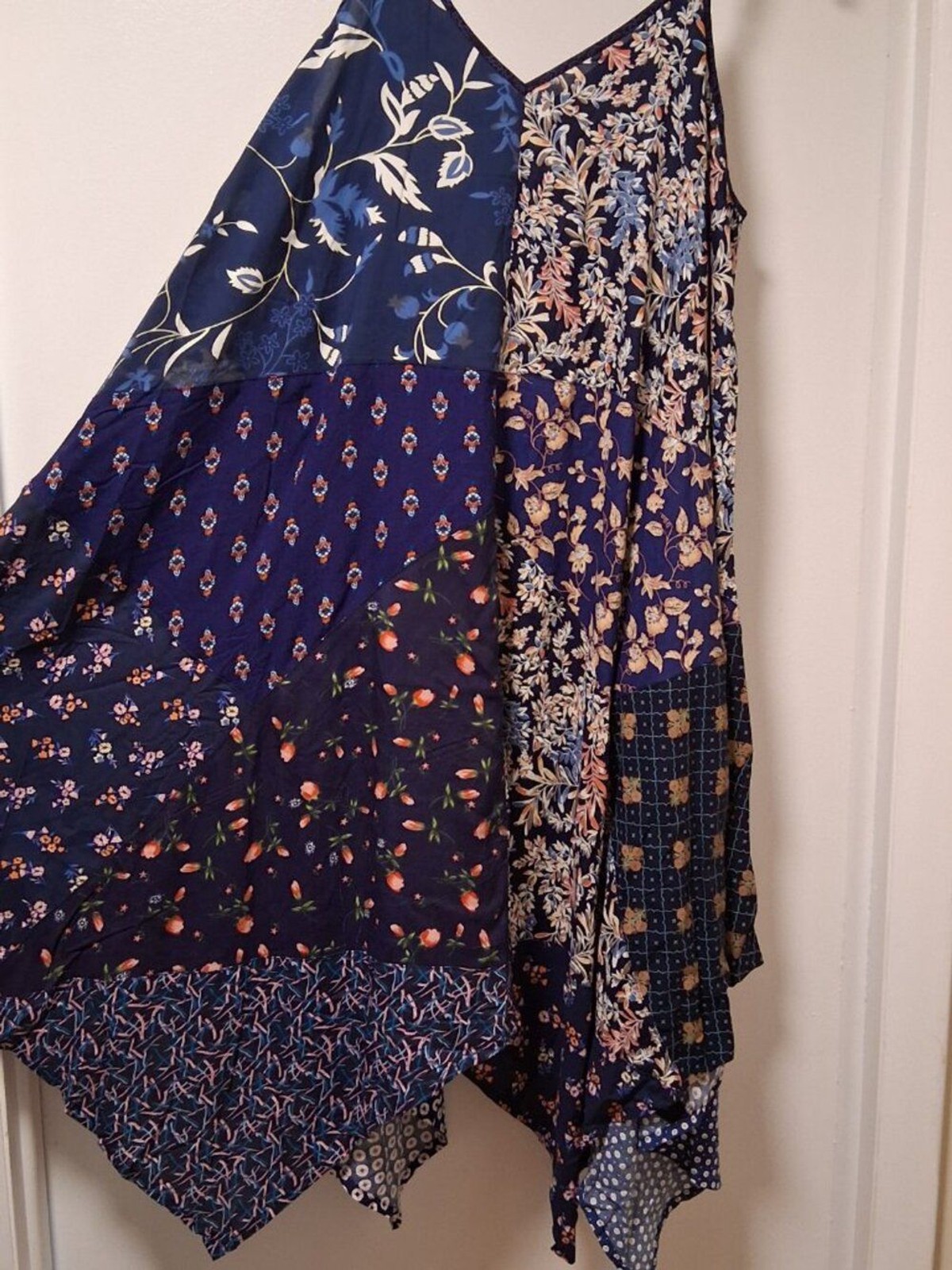 JADED gypsy Floral Patchwork Adjustable Straps Handkerchief Dress sz L/XL NWT