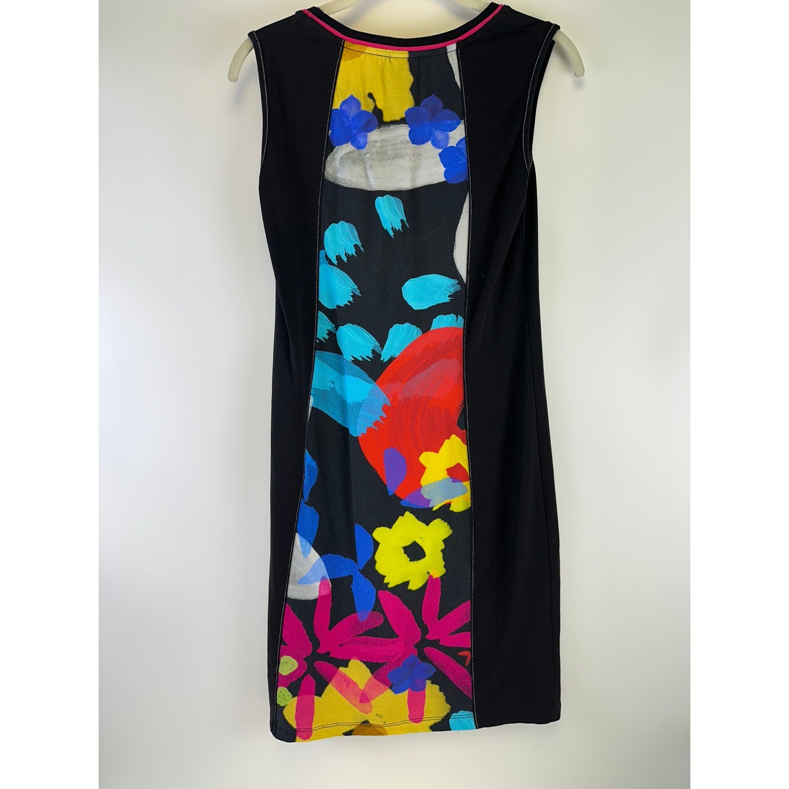 Simply Art Dolcezza Dress Floral Graphic Sleeveless Sheath Black Stretch Small