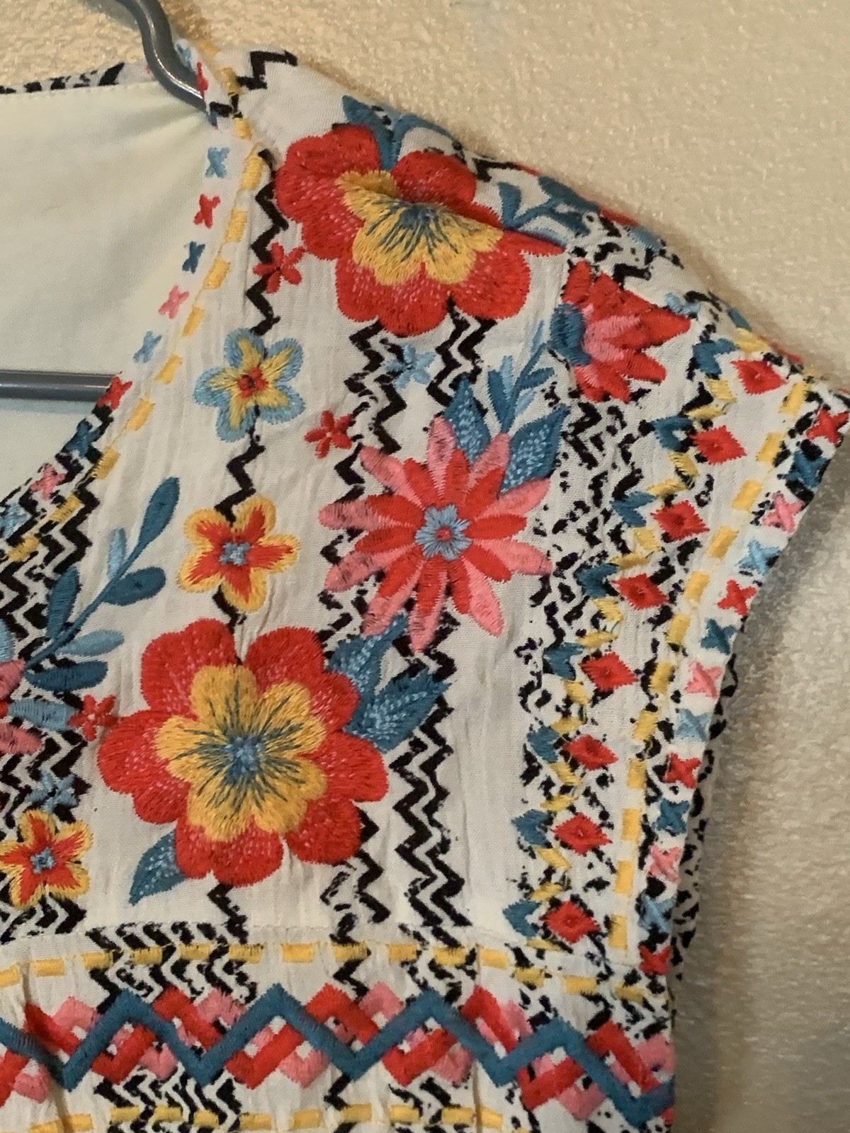 Savanna Jane Embroidered Mini Dress Boho Size S