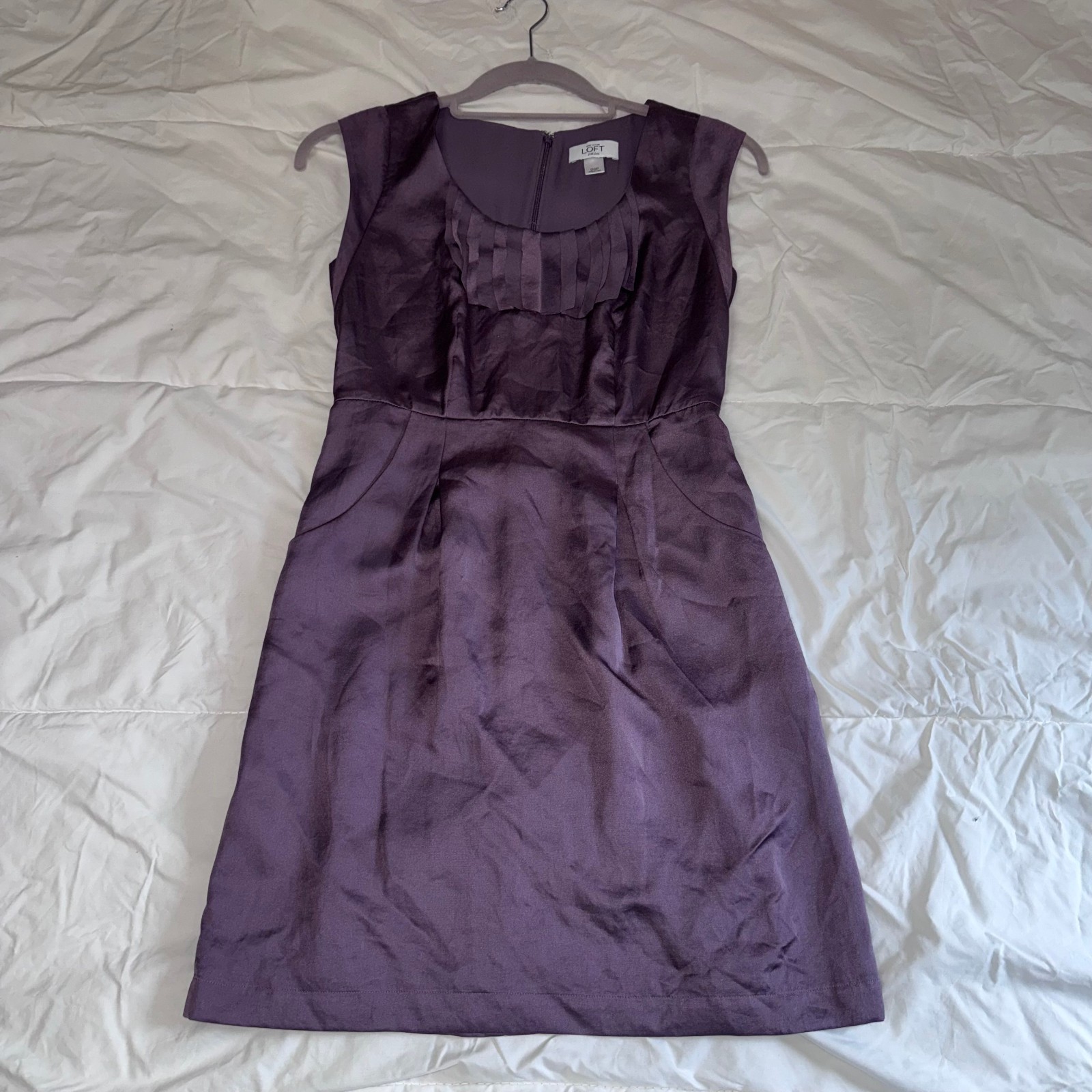 LOFT Ann Taylor Sleeveless Sheath Dress Purple – Womens Petite Size 00 | EUC