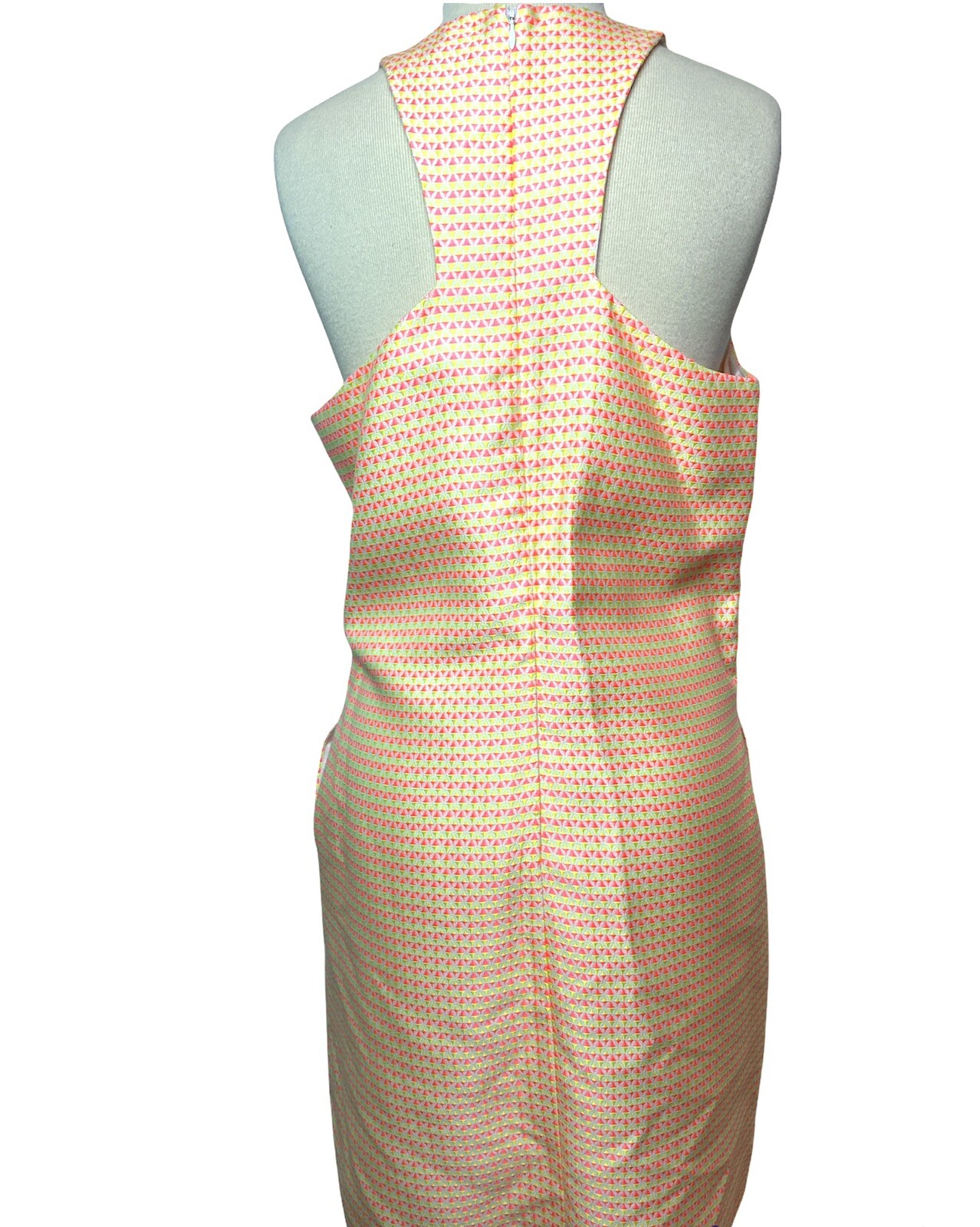 Small Britt Ryan Neon Sheath Sleeveless Dress Pink Yellow Geometric Pockets NWT