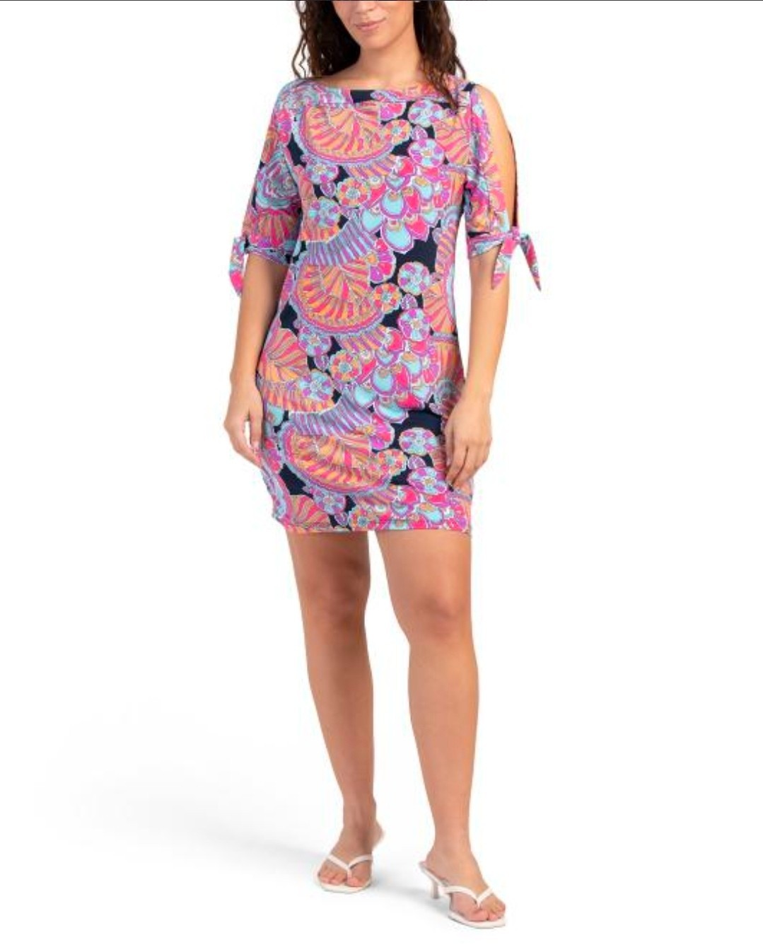 NWT Trina by Trina Turk Vinet Mod Floral Tie Sleeve Retro Dress Resort Sz Small