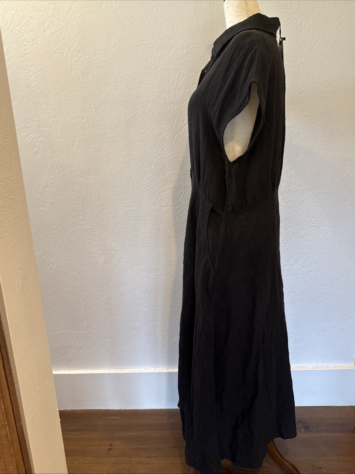 NWT Brave +True Large Black Linen Button Dress