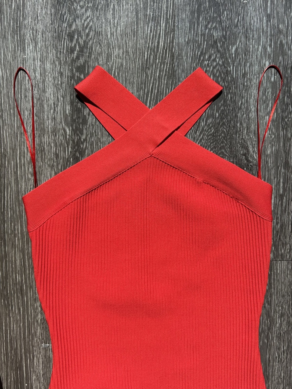 Sincerely Jules Red Ribbed Halter Bodycon Mini Dress XS