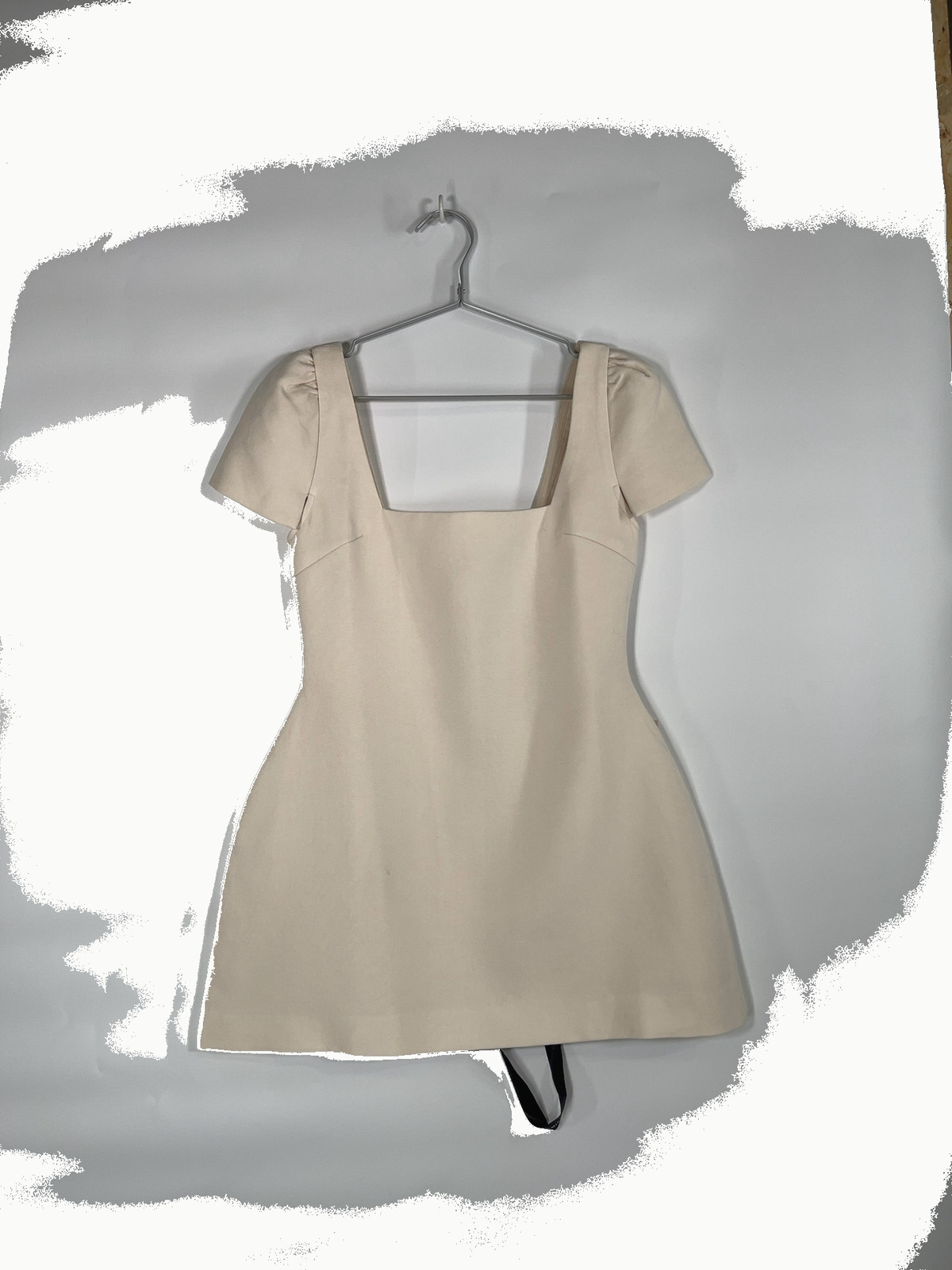 Odd Muse Womens Square Neck Mini Dress Linen Mix Cream